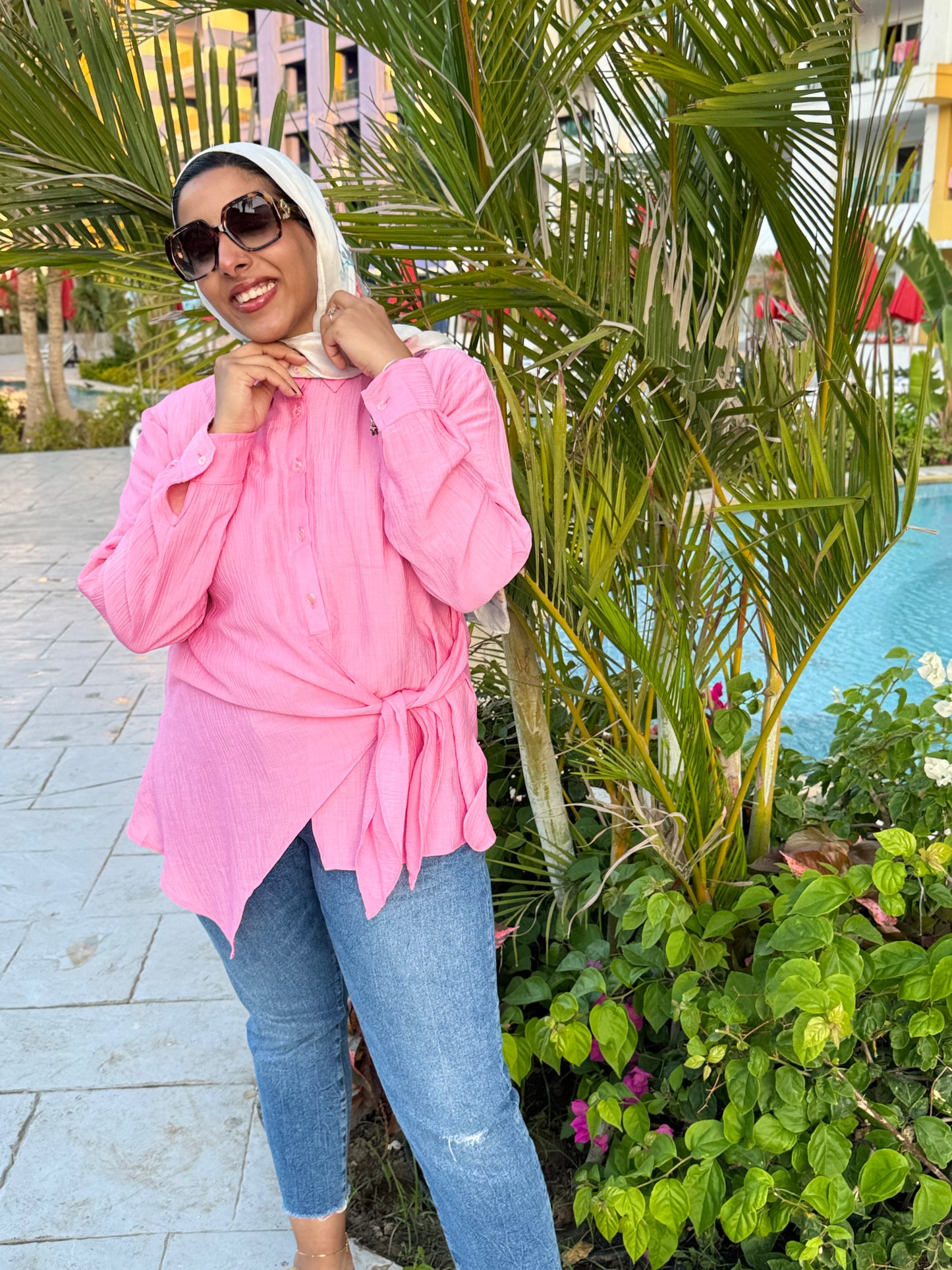 Nasaya left drape baby cotton light Pink blouse