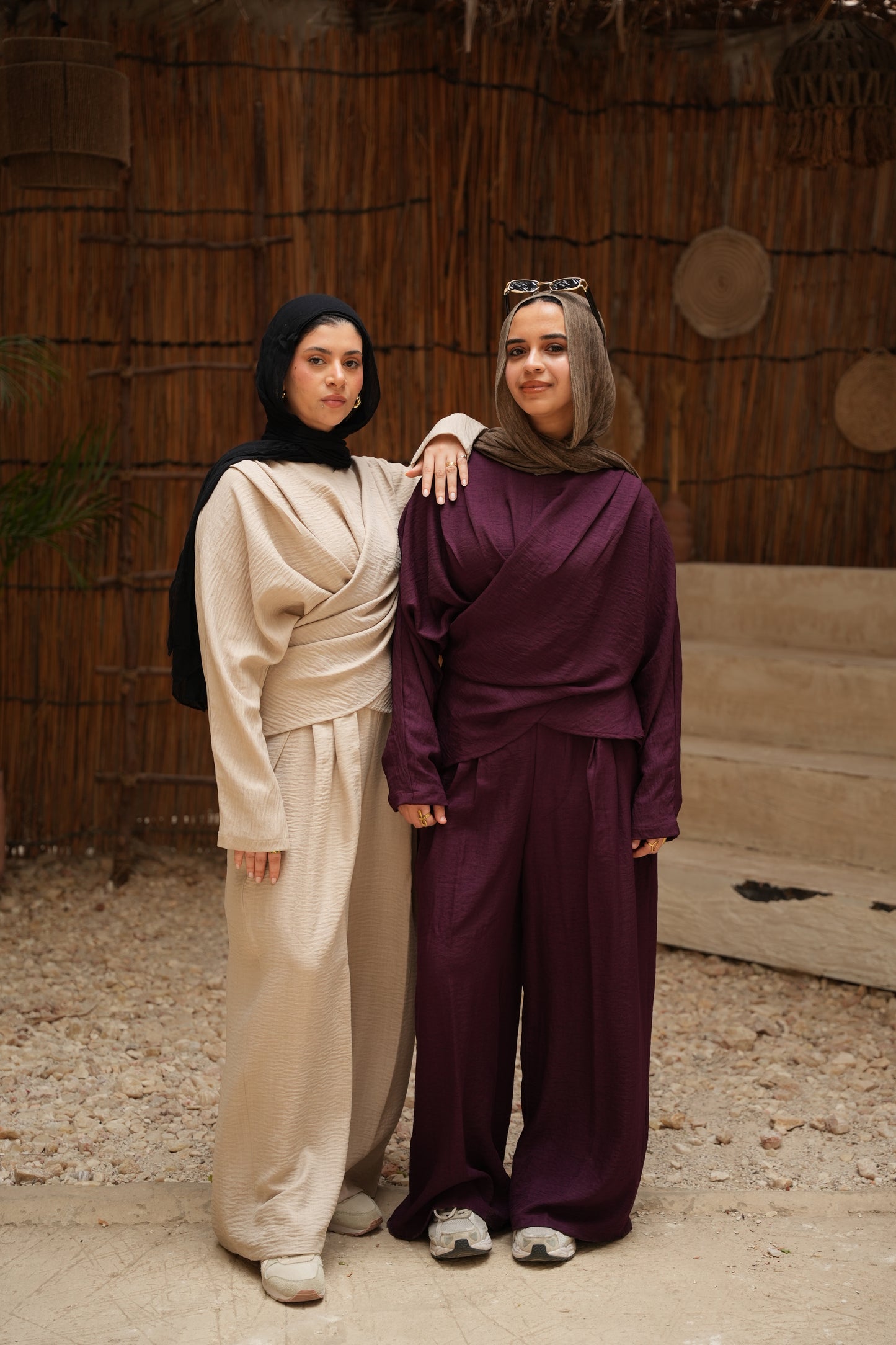 Nasaya Cross-wrap Beige set