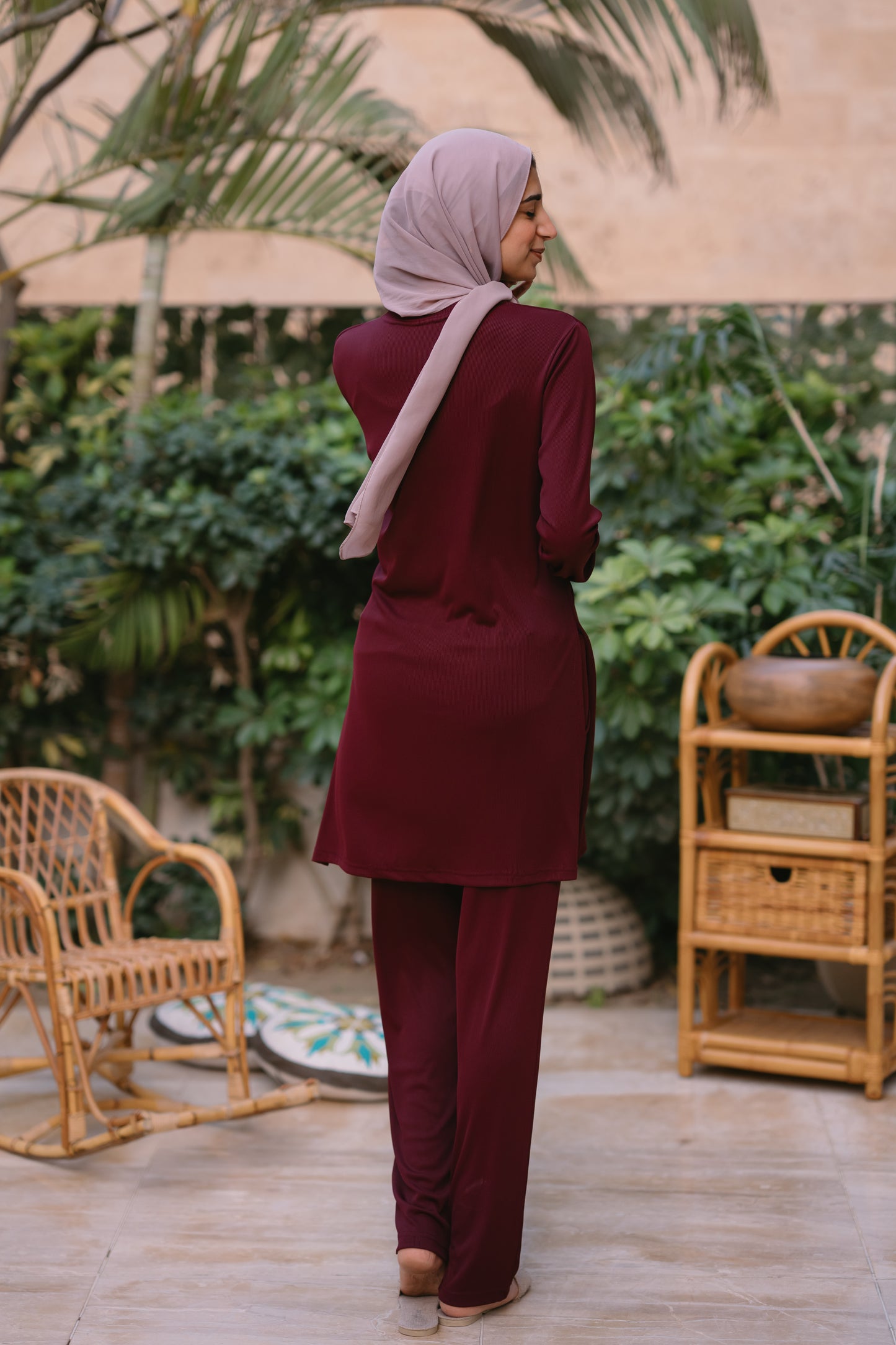 Nasaya soft breeze ribbed Set "Pants & blouse" Burgundy