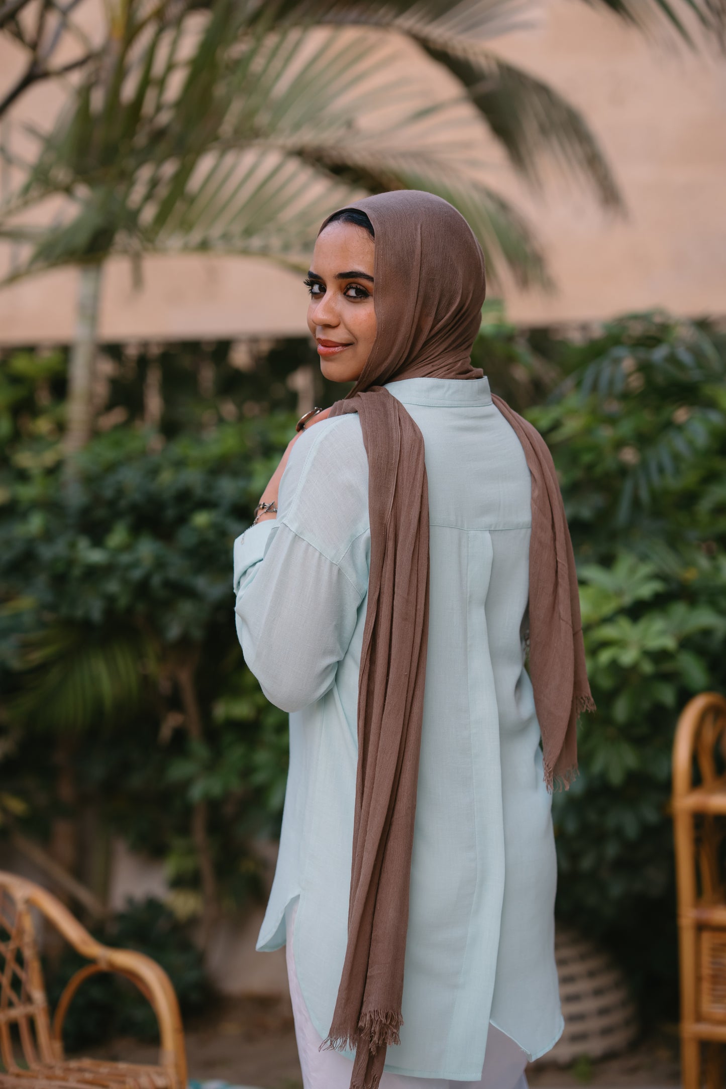 Nasaya casual loose linen mint shirt