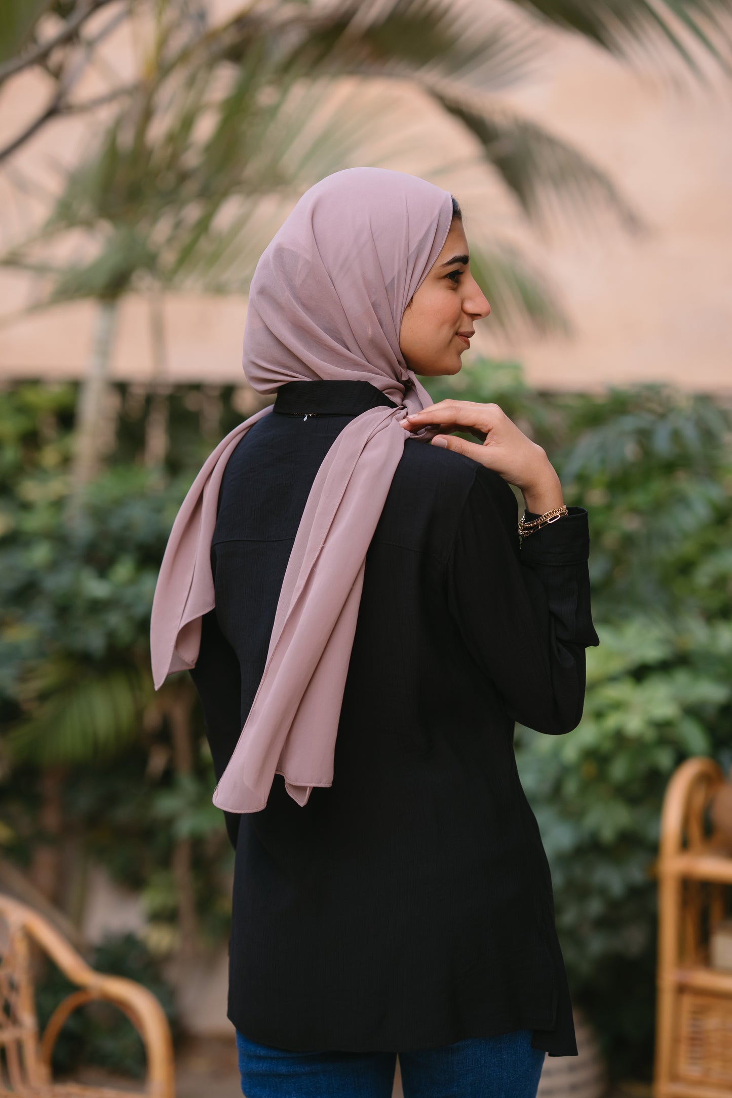 Nasaya left drape baby cotton black blouse