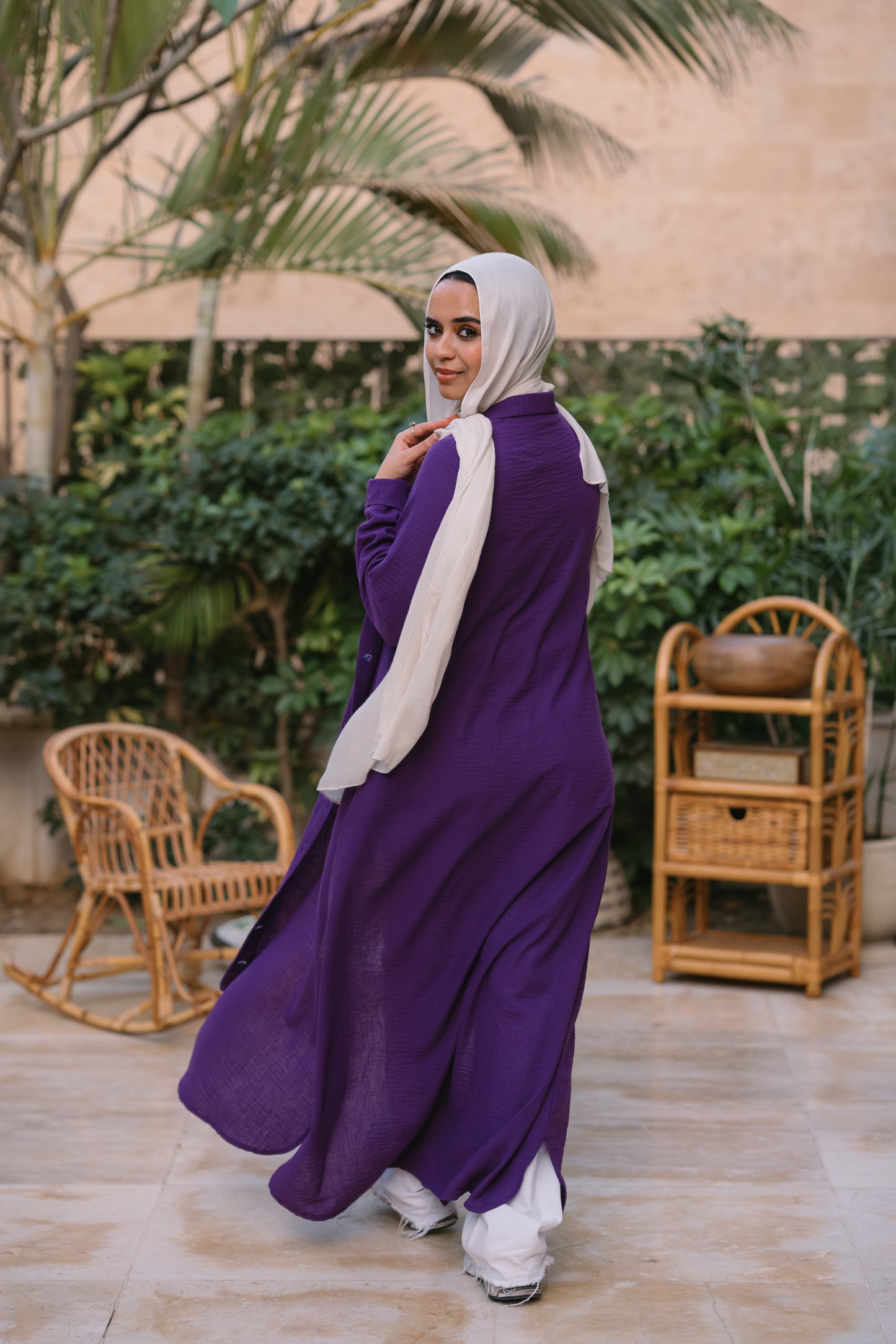 Nasaya whispered elegance Linen shirt dress "Purple"