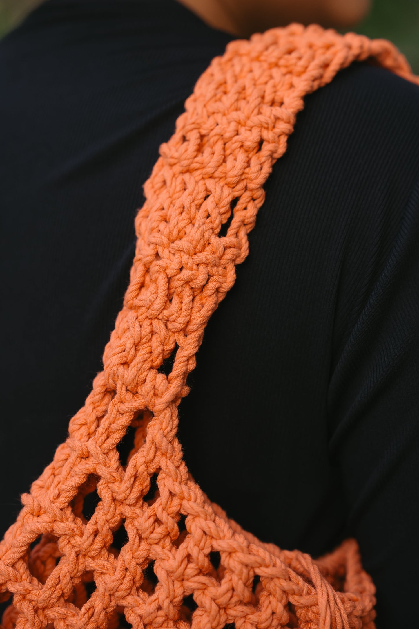 NASAYA Orange Open Knit Crochet Shoulder Bag