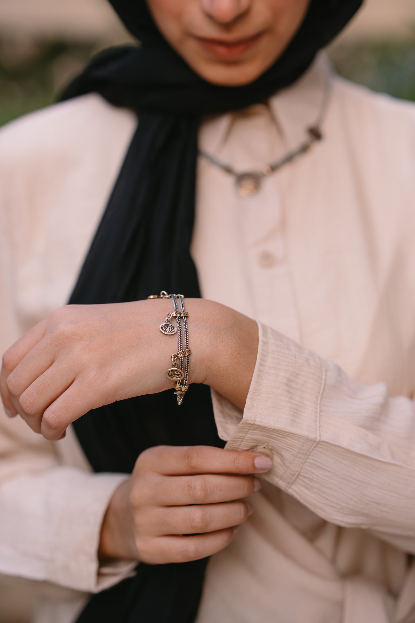 Nasaya left drape baby cotton light beige blouse