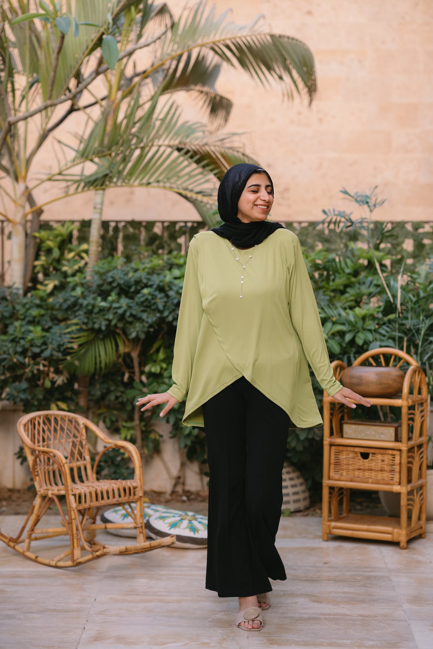 Nasaya soft breeze neon green ribbed blouse