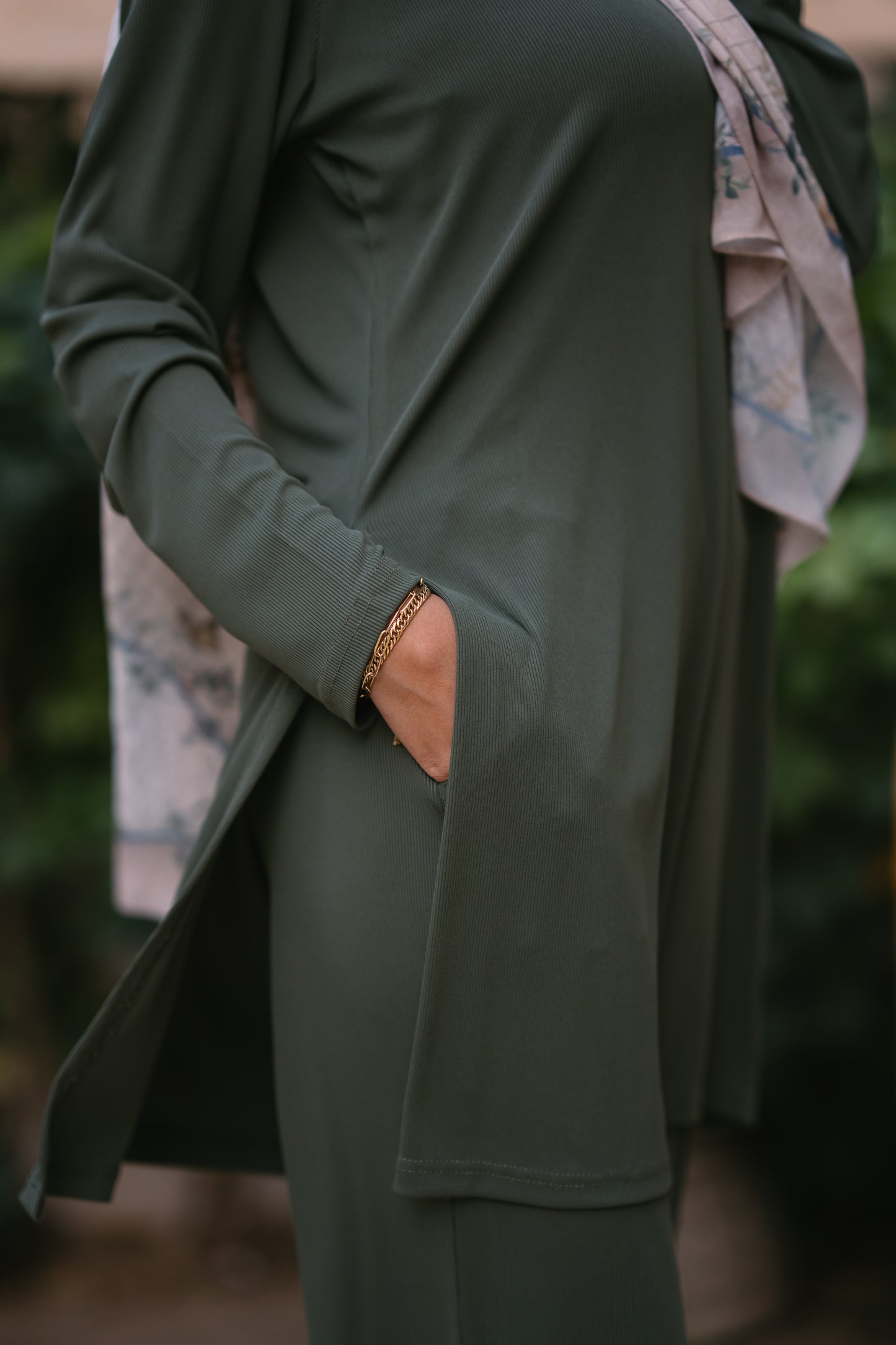 NASAYA soft breeze ribbed Olive pants