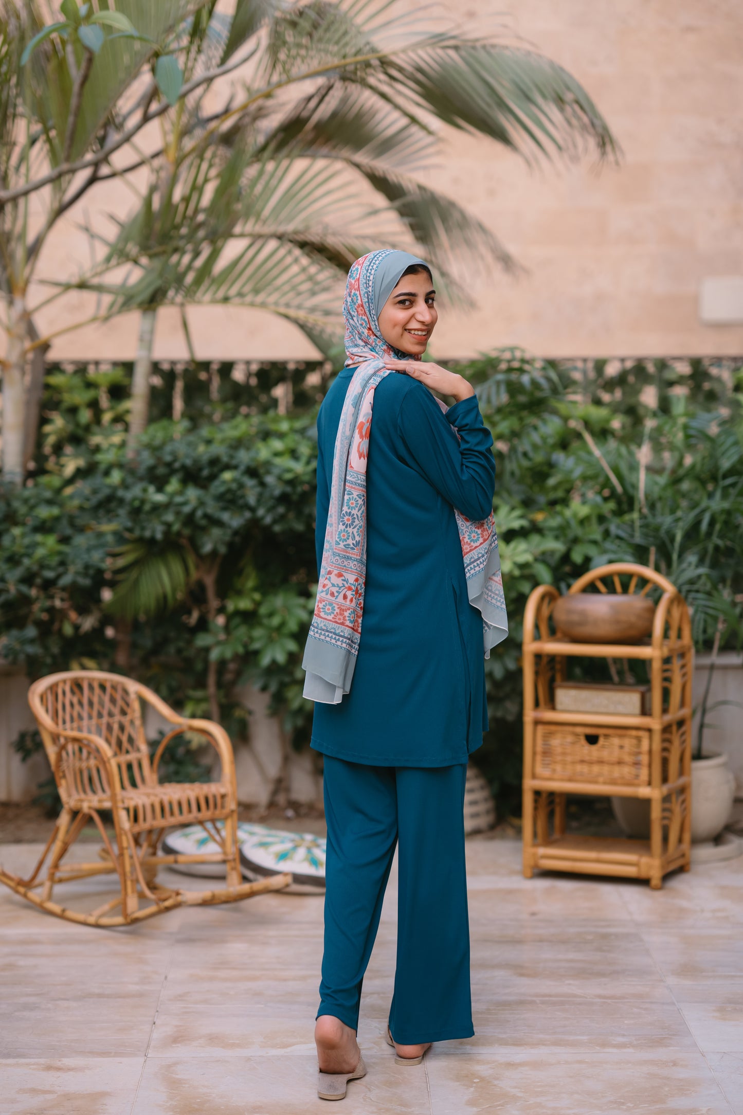 Nasaya soft breeze ribbed Set "Pants & blouse" teal