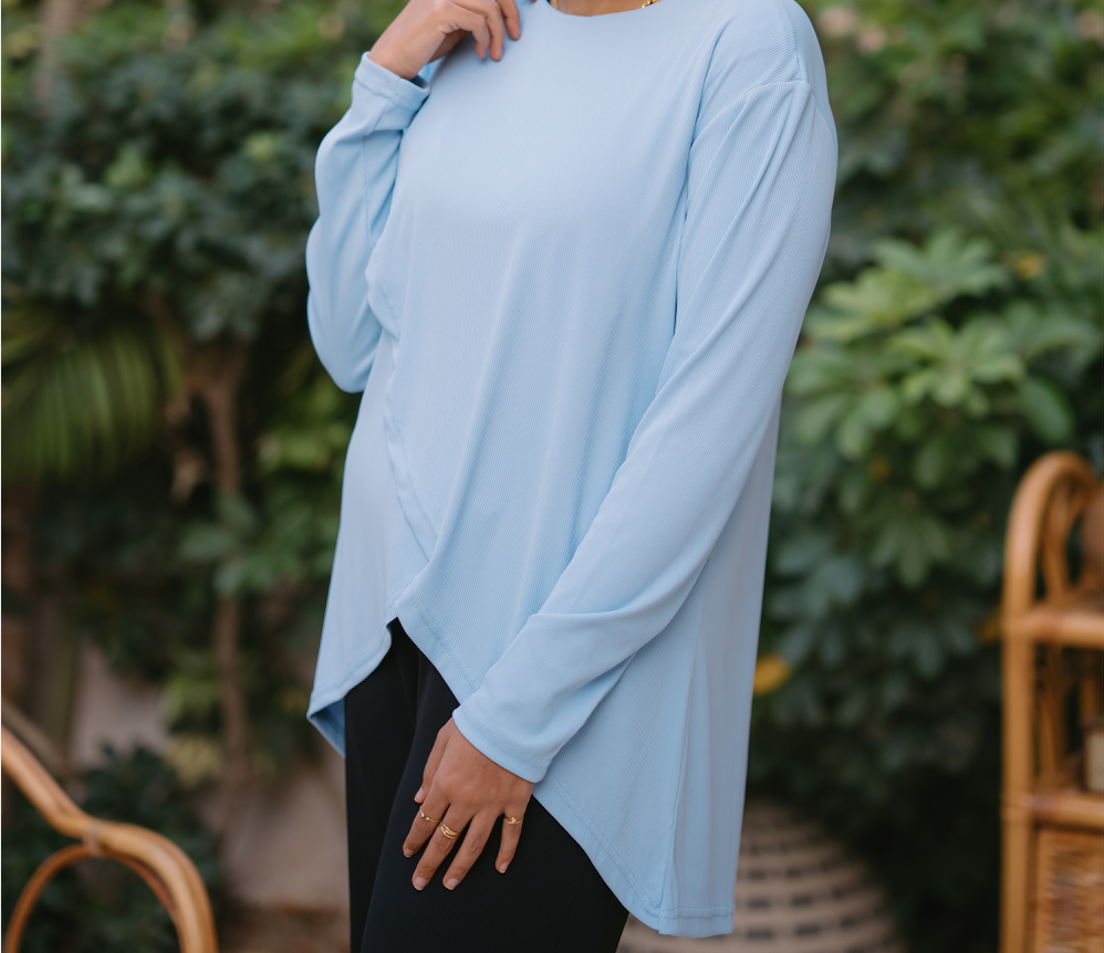 Nasaya soft breeze blue ribbed blouse