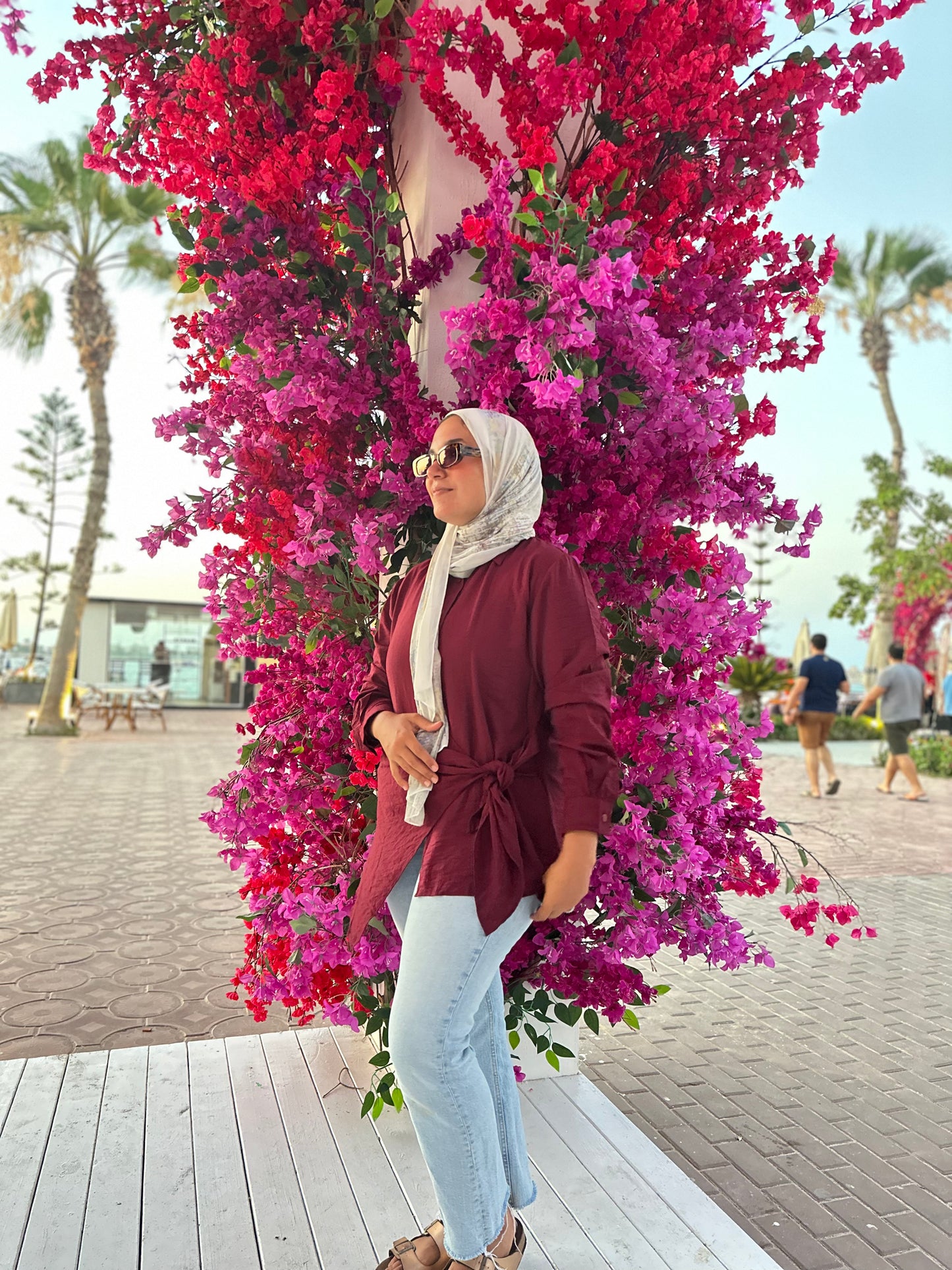 Nasaya left drape baby cotton Burgundy blouse