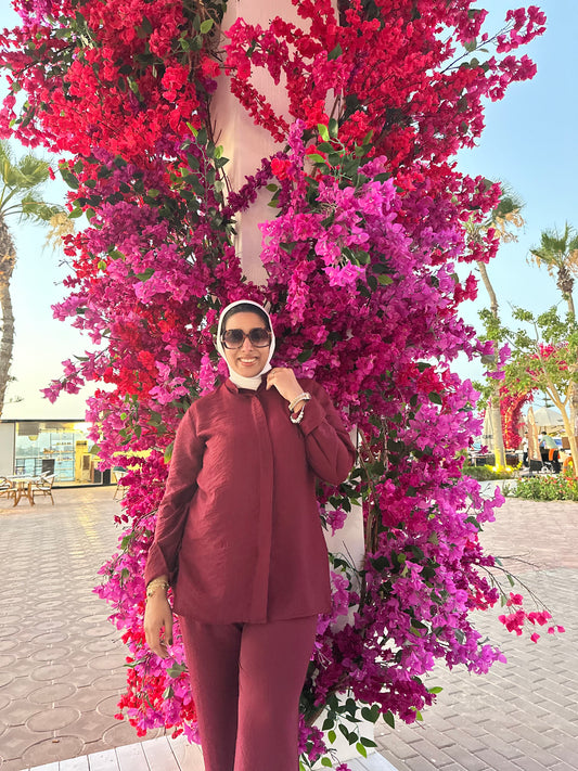 Nasaya baby cotton burgundy set "pants & blouse"