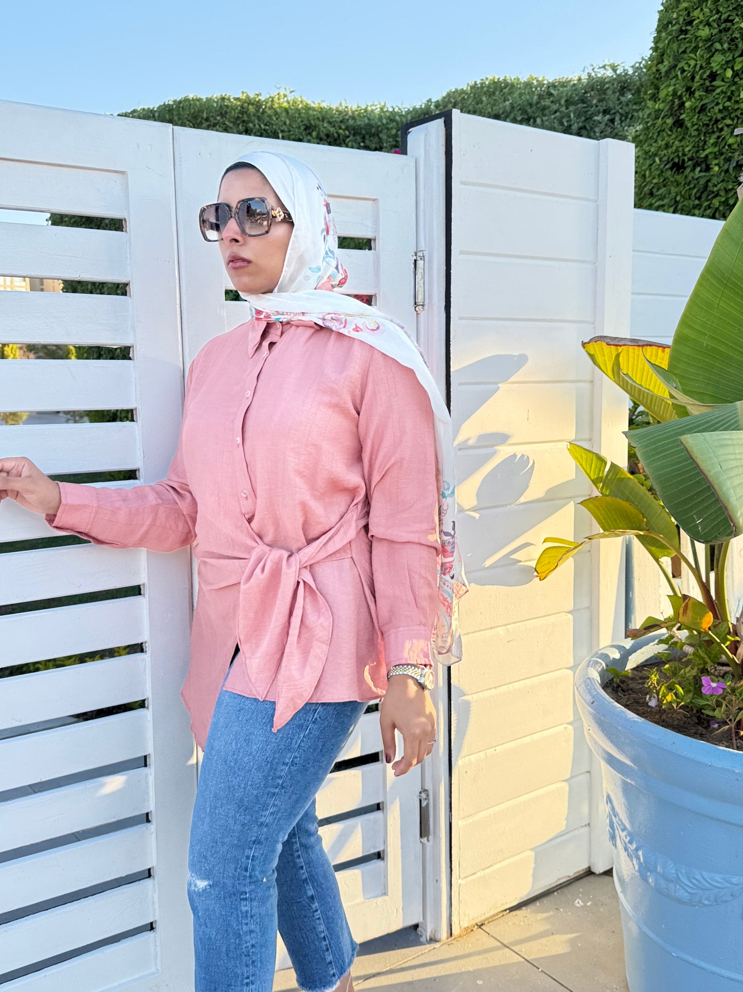 Nasaya left drape baby cotton light peach blouse