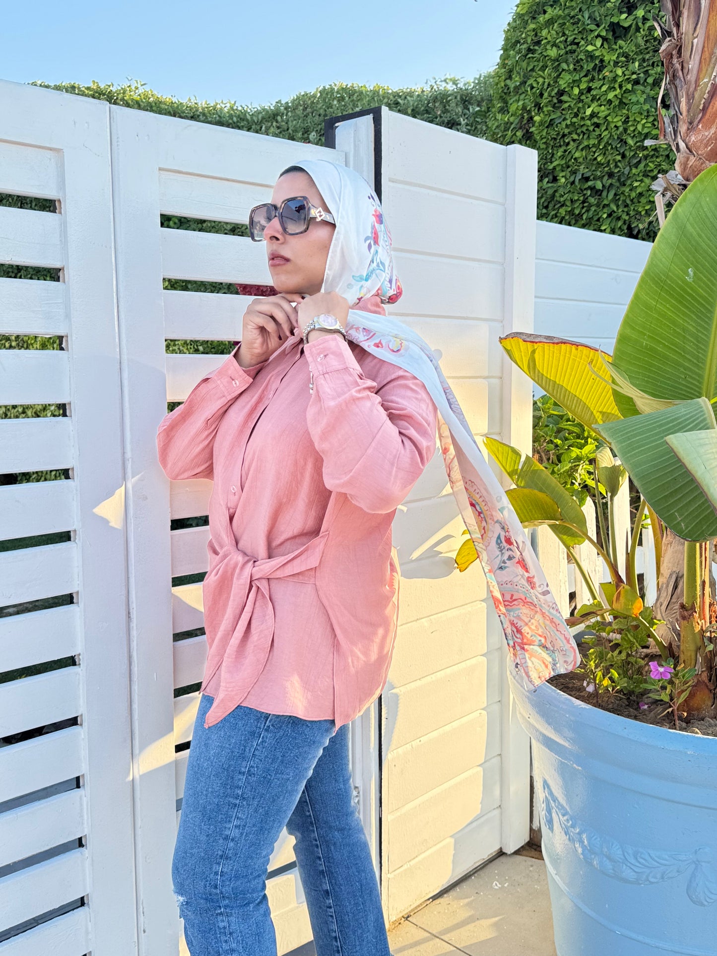 Nasaya left drape baby cotton light peach blouse