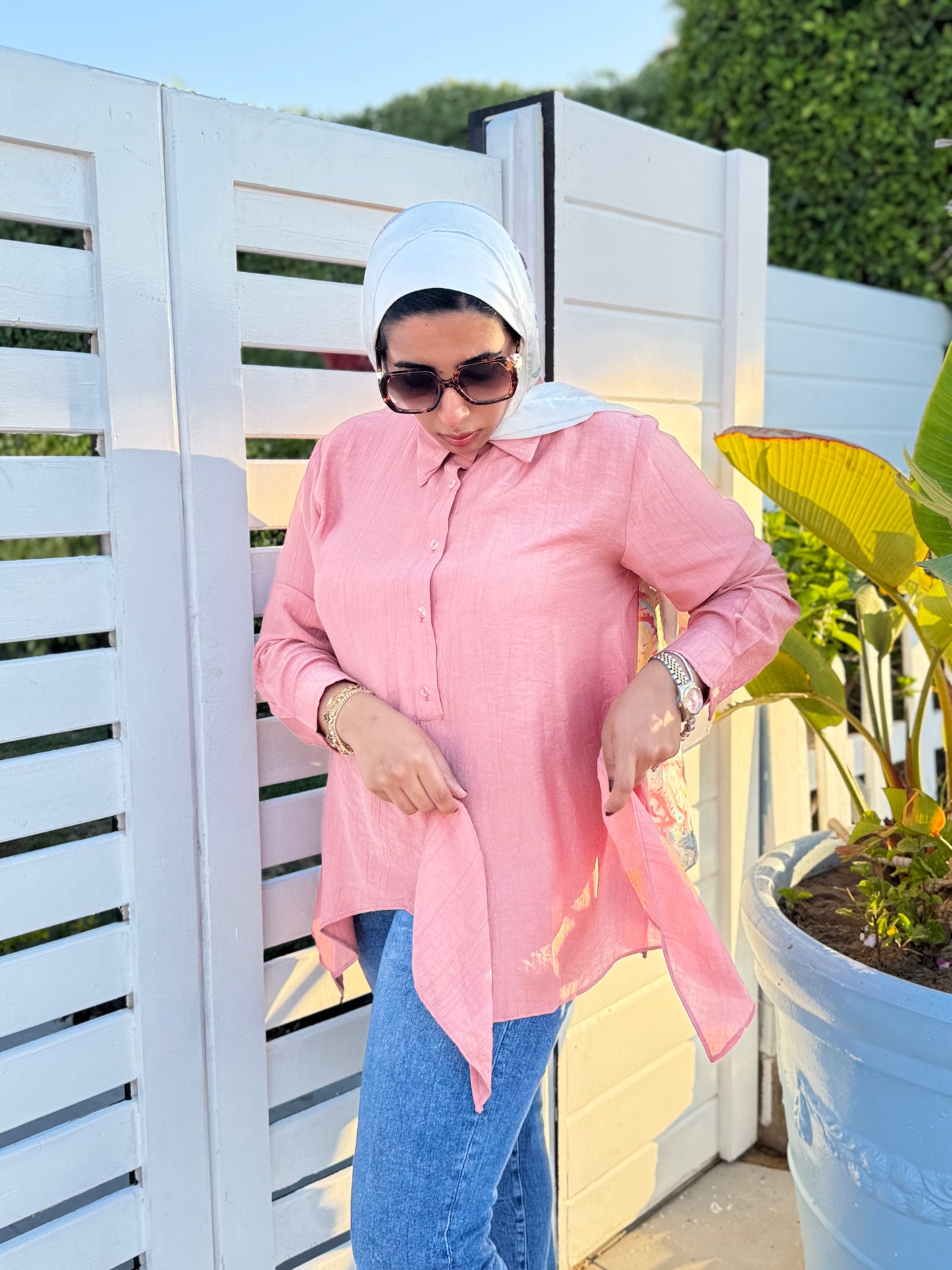 Nasaya left drape baby cotton light peach blouse