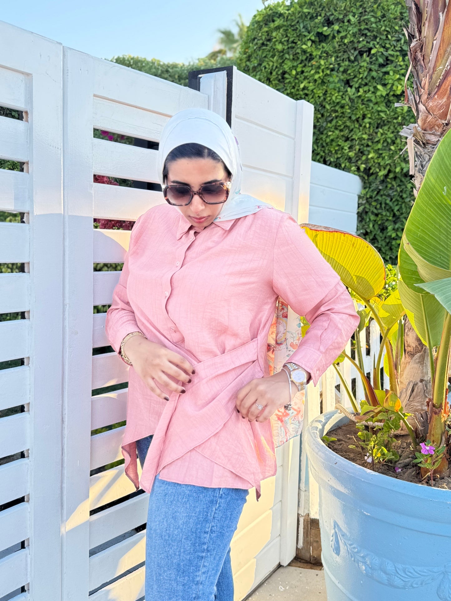 Nasaya left drape baby cotton light peach blouse