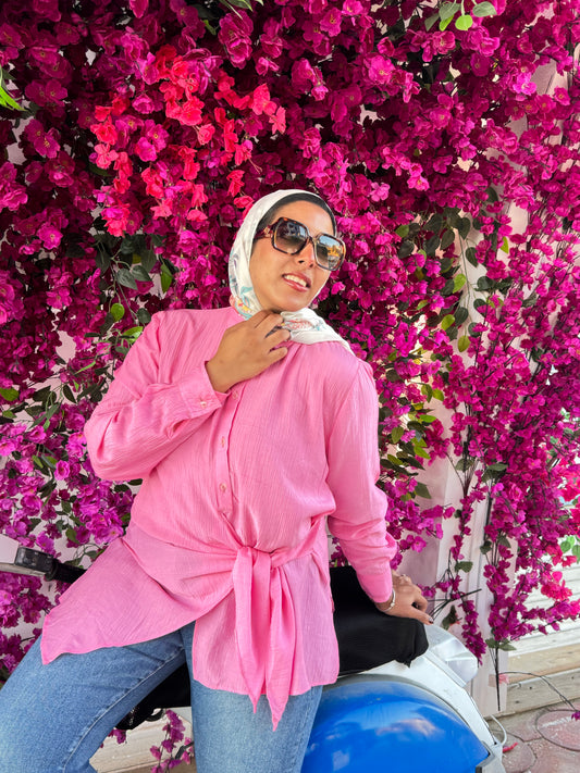 Nasaya left drape baby cotton light Pink blouse