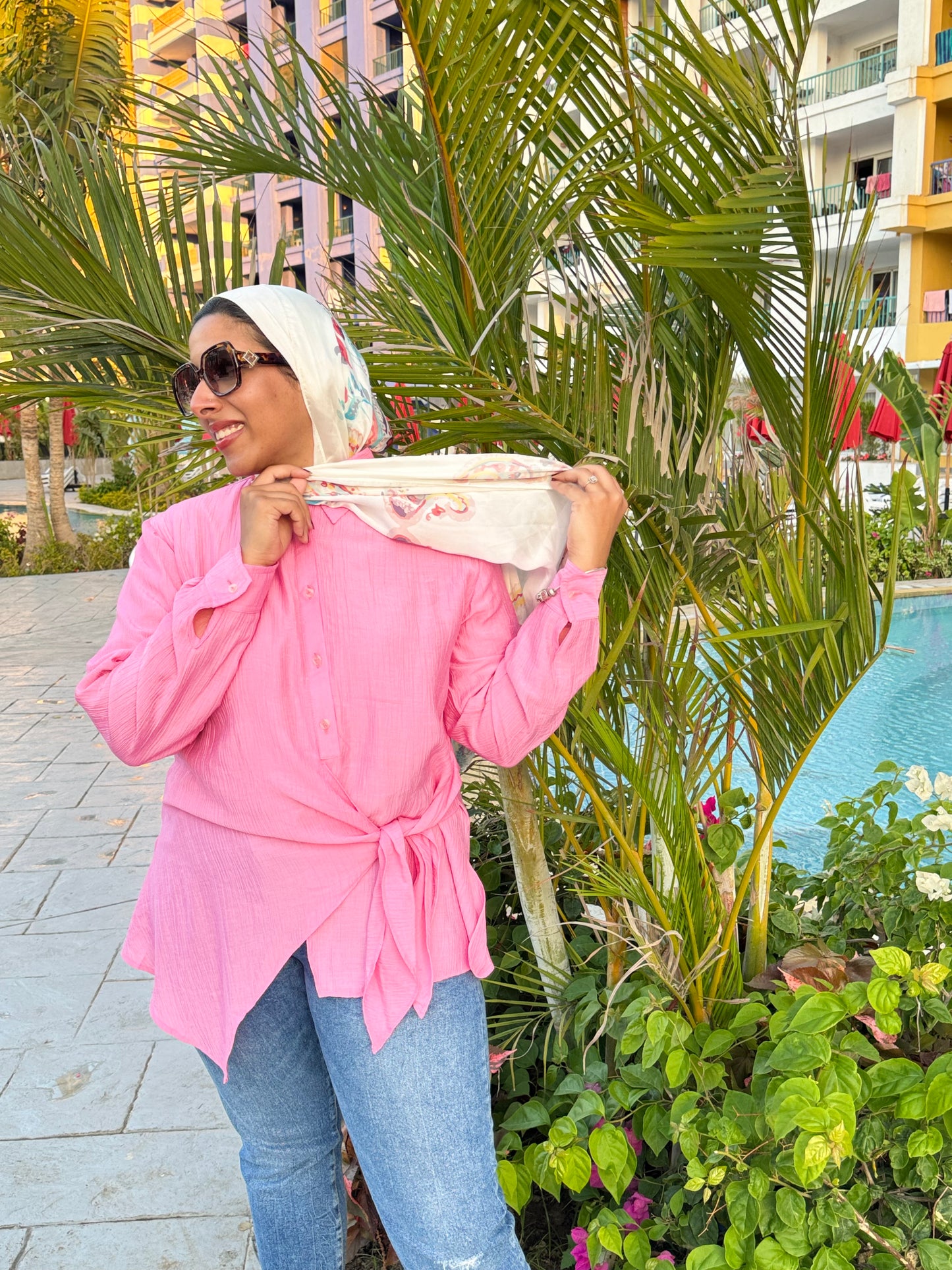 Nasaya left drape baby cotton light Pink blouse