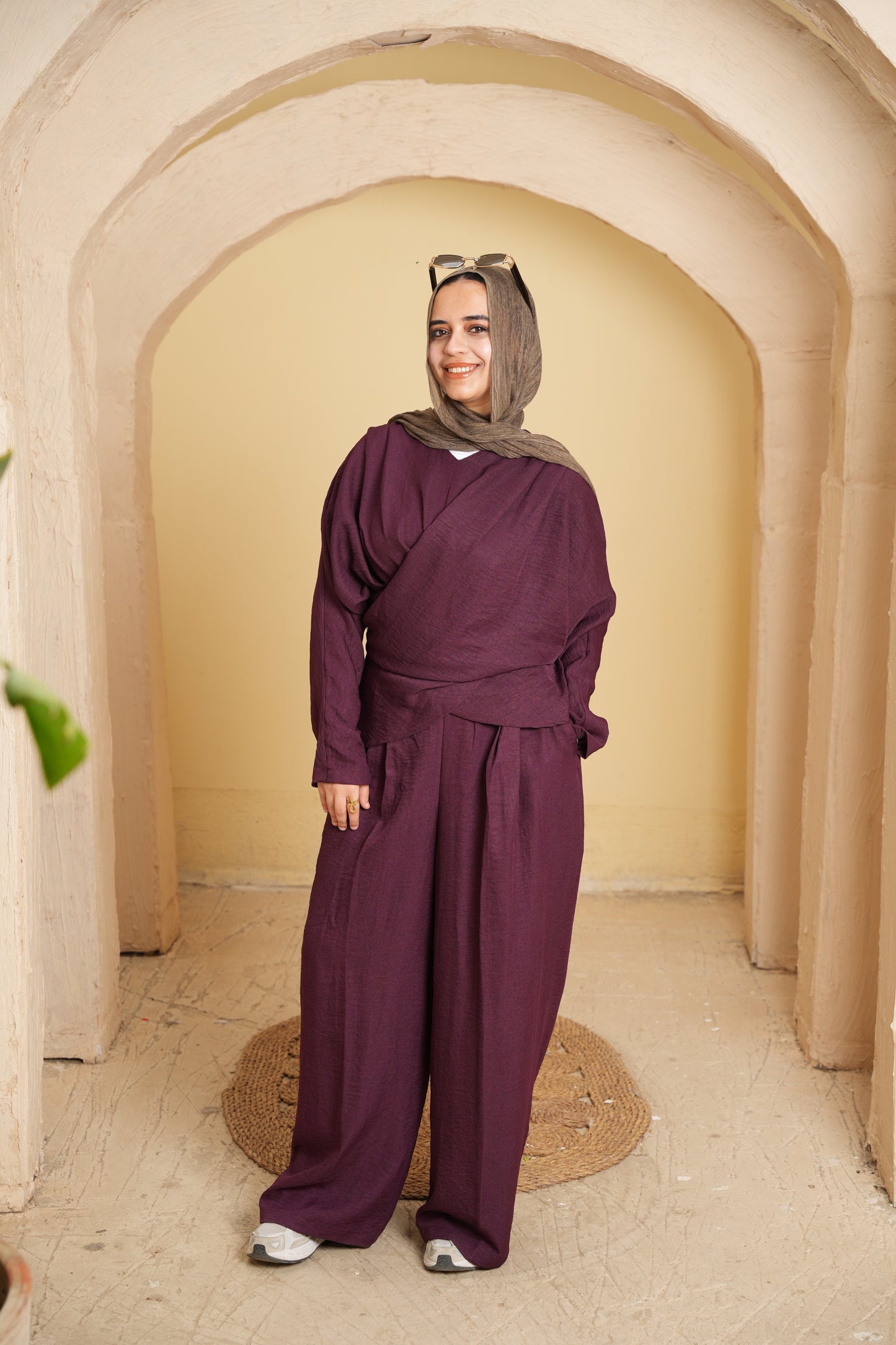 Nasaya cross-wrap burgundy set