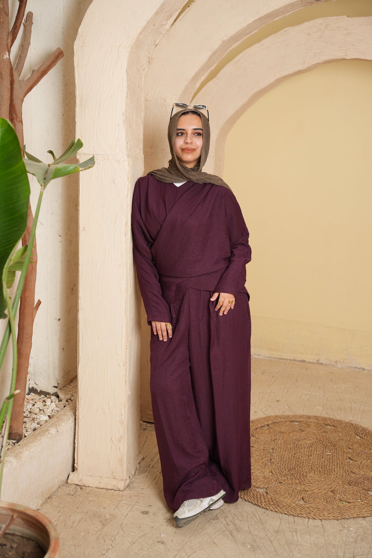Nasaya cross-wrap burgundy set