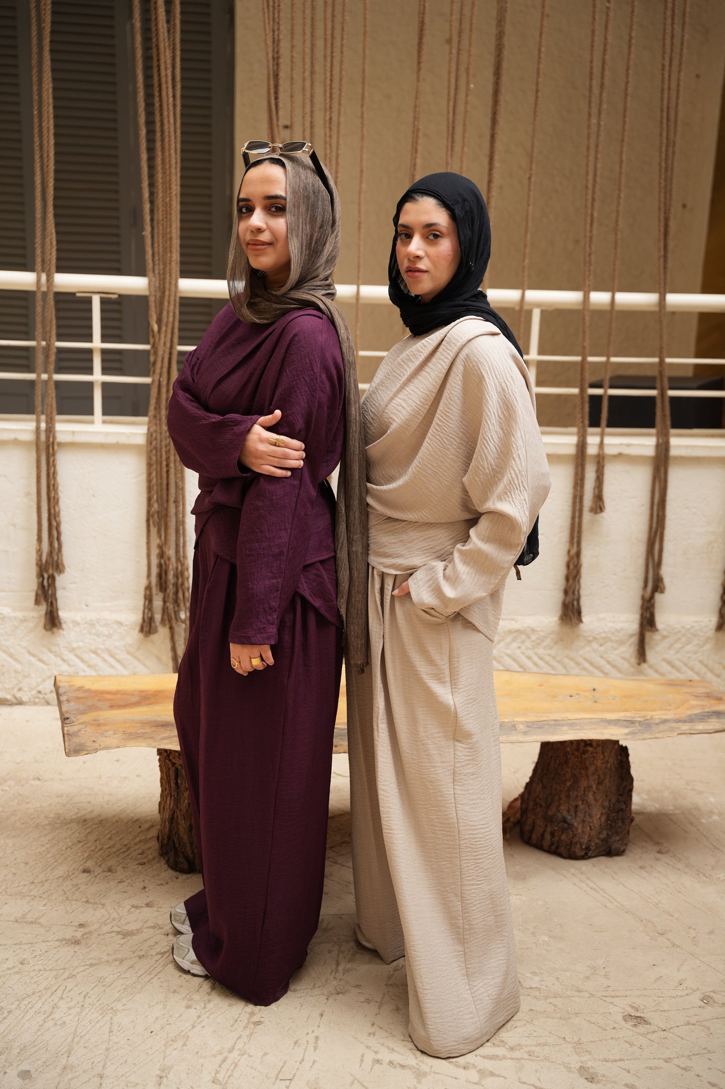 Nasaya Cross-wrap Beige set