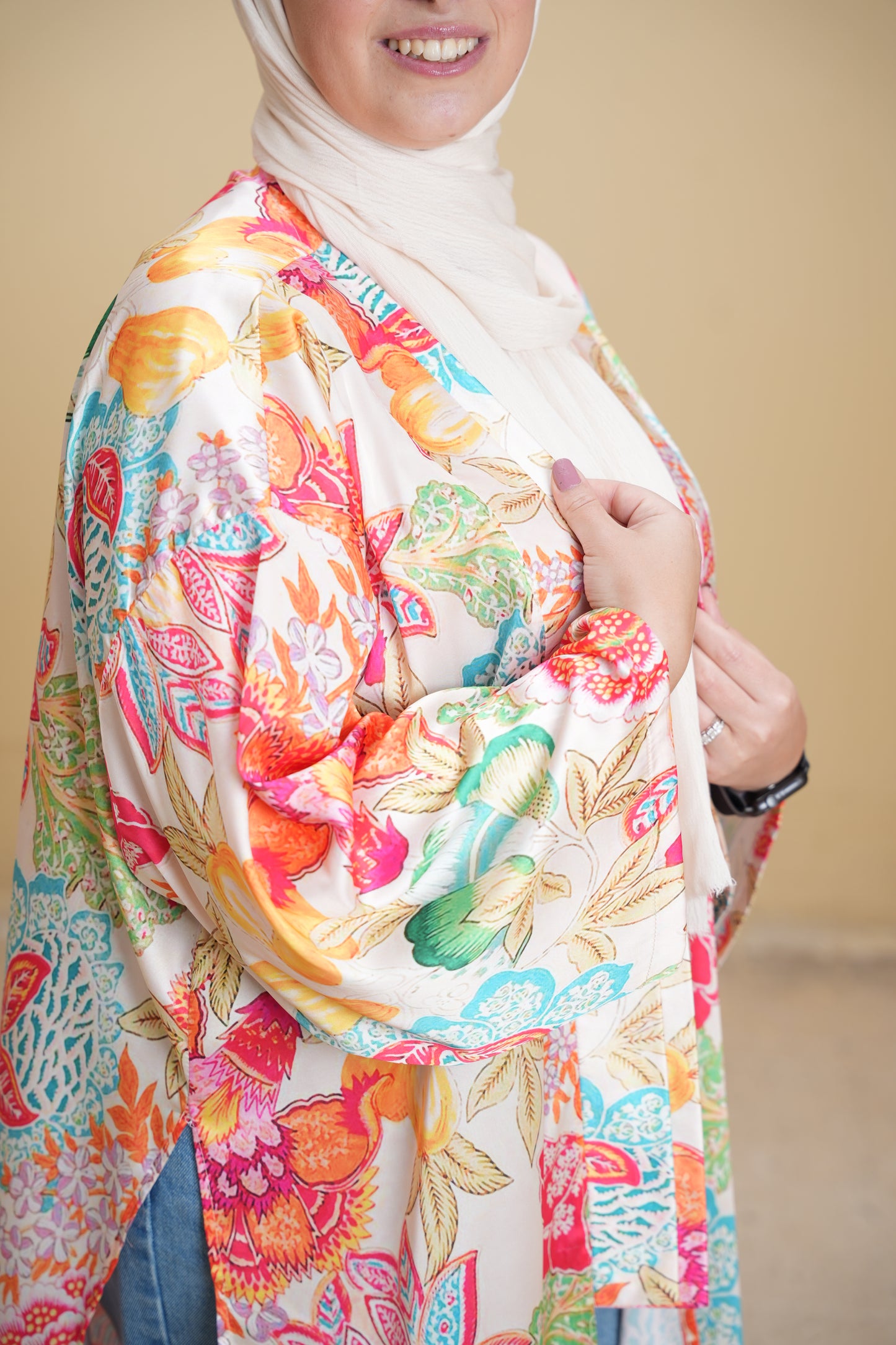 Nasaya Floral satin Kimono