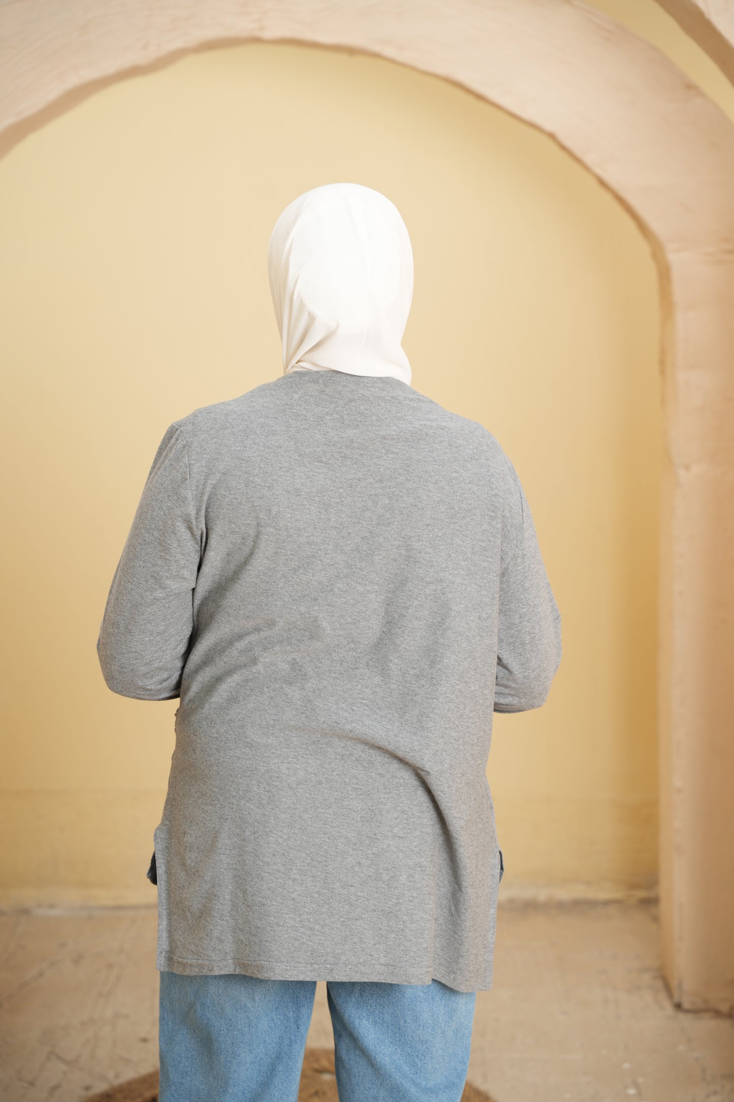The Serene Side-Drape Ribbed Grey Top