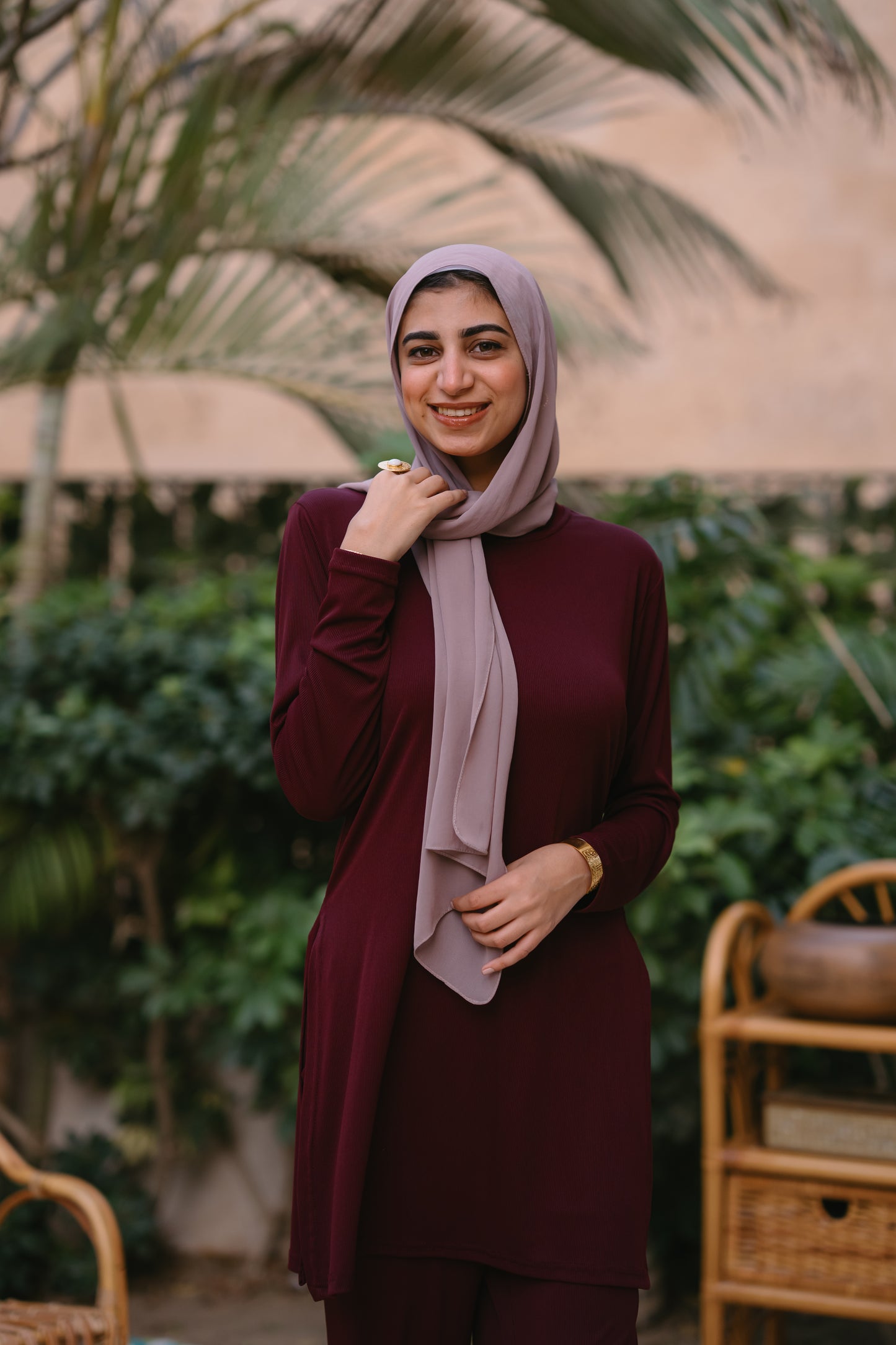 Nasaya soft breeze ribbed Set "Pants & blouse" Burgundy