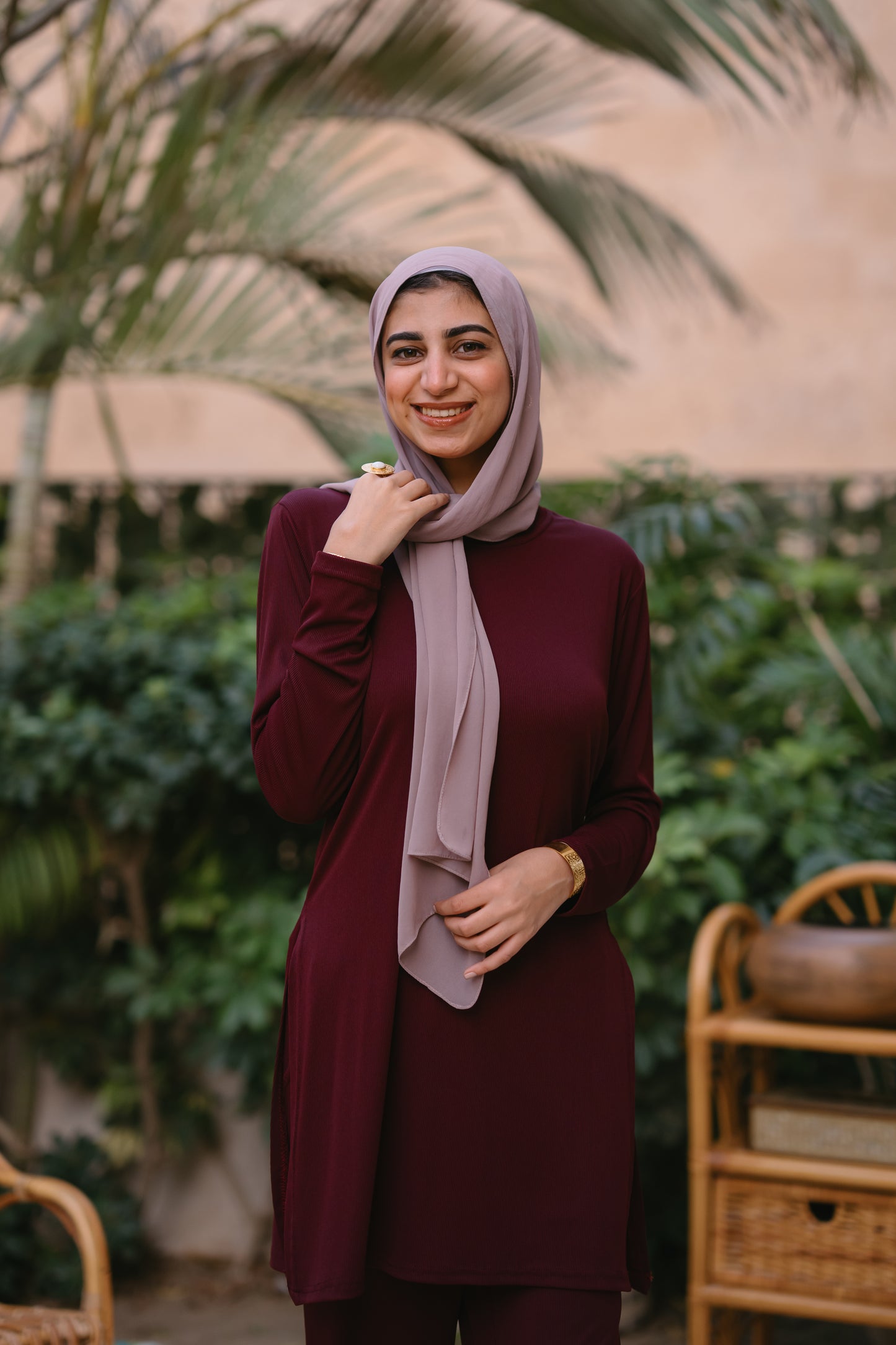 Nasaya soft breeze ribbed Set "Pants & blouse" Burgundy