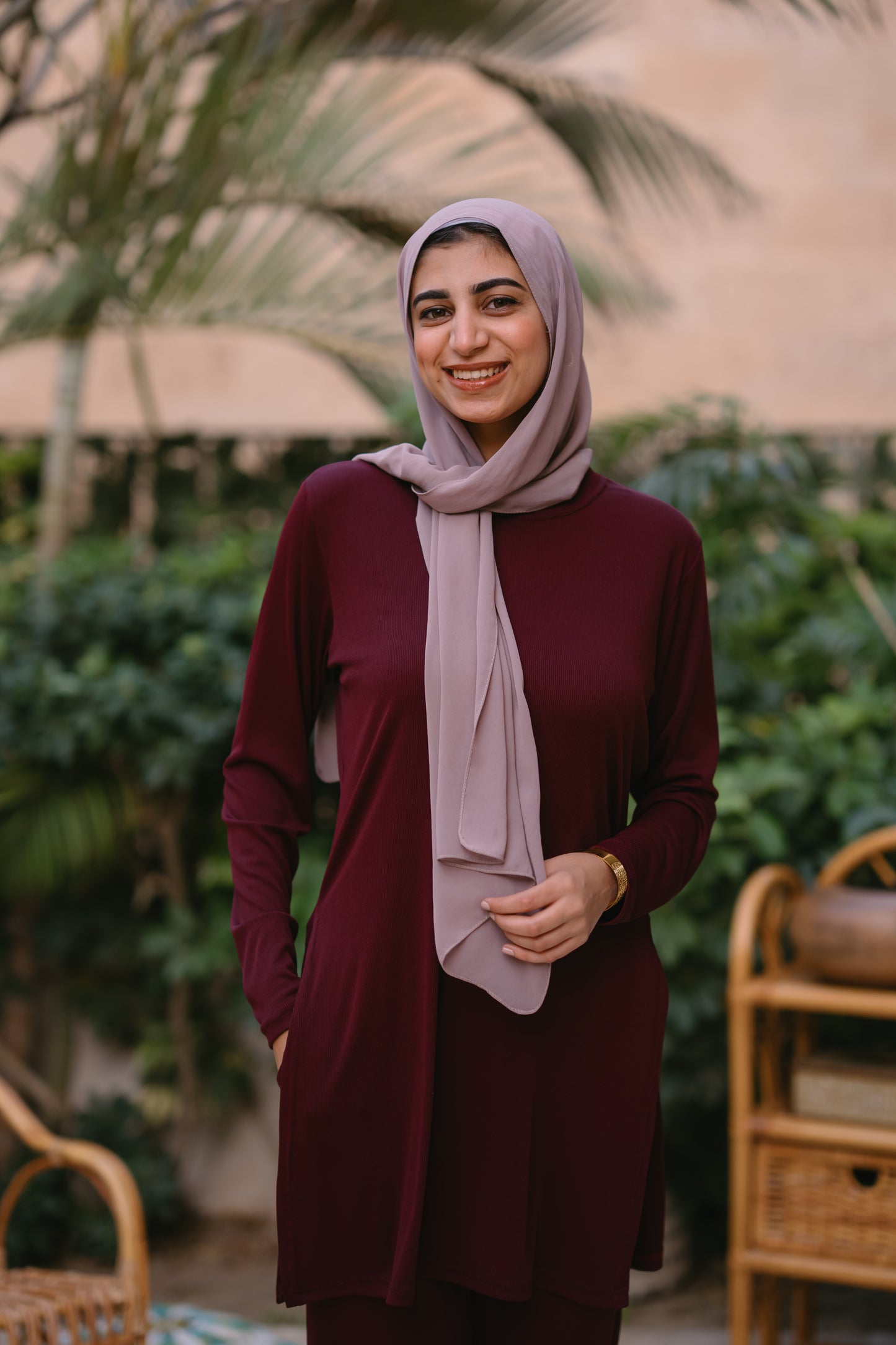 Nasaya soft breeze ribbed Set "Pants & blouse" Burgundy