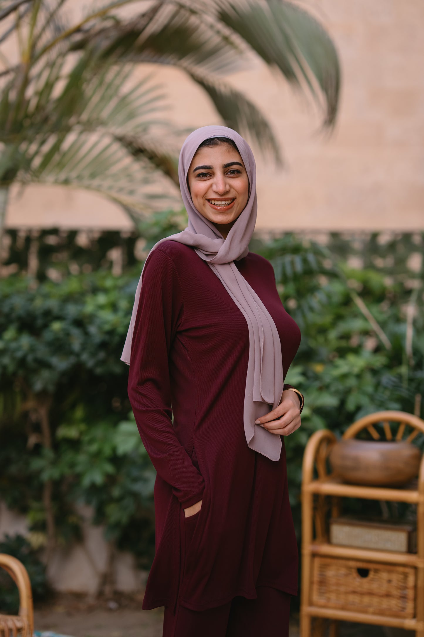 Nasaya soft breeze ribbed Set "Pants & blouse" Burgundy