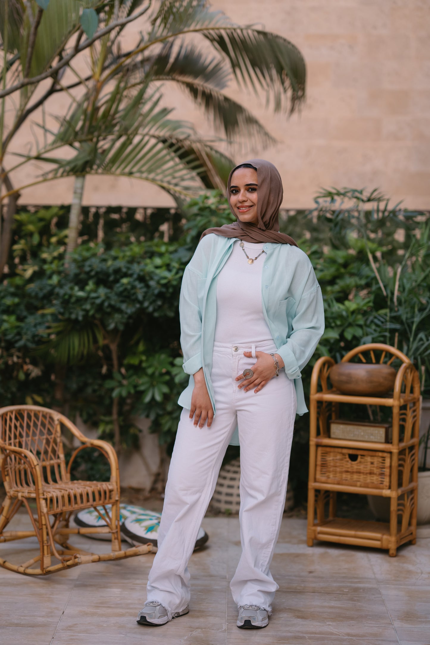 Nasaya casual loose linen mint shirt