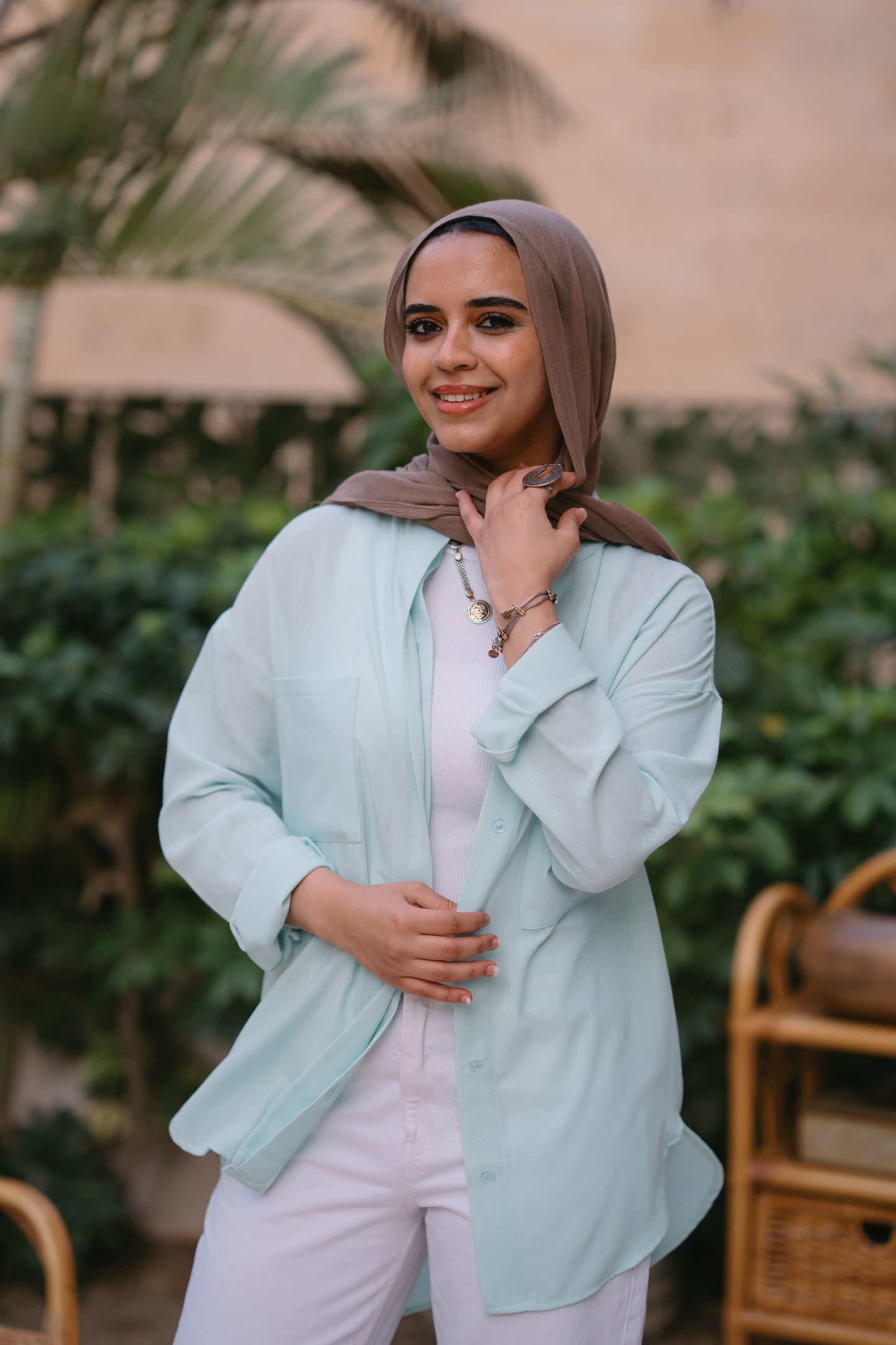 Nasaya casual loose linen mint shirt