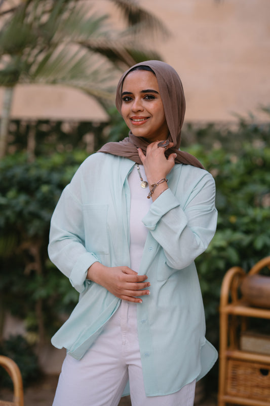 Nasaya casual loose linen mint shirt