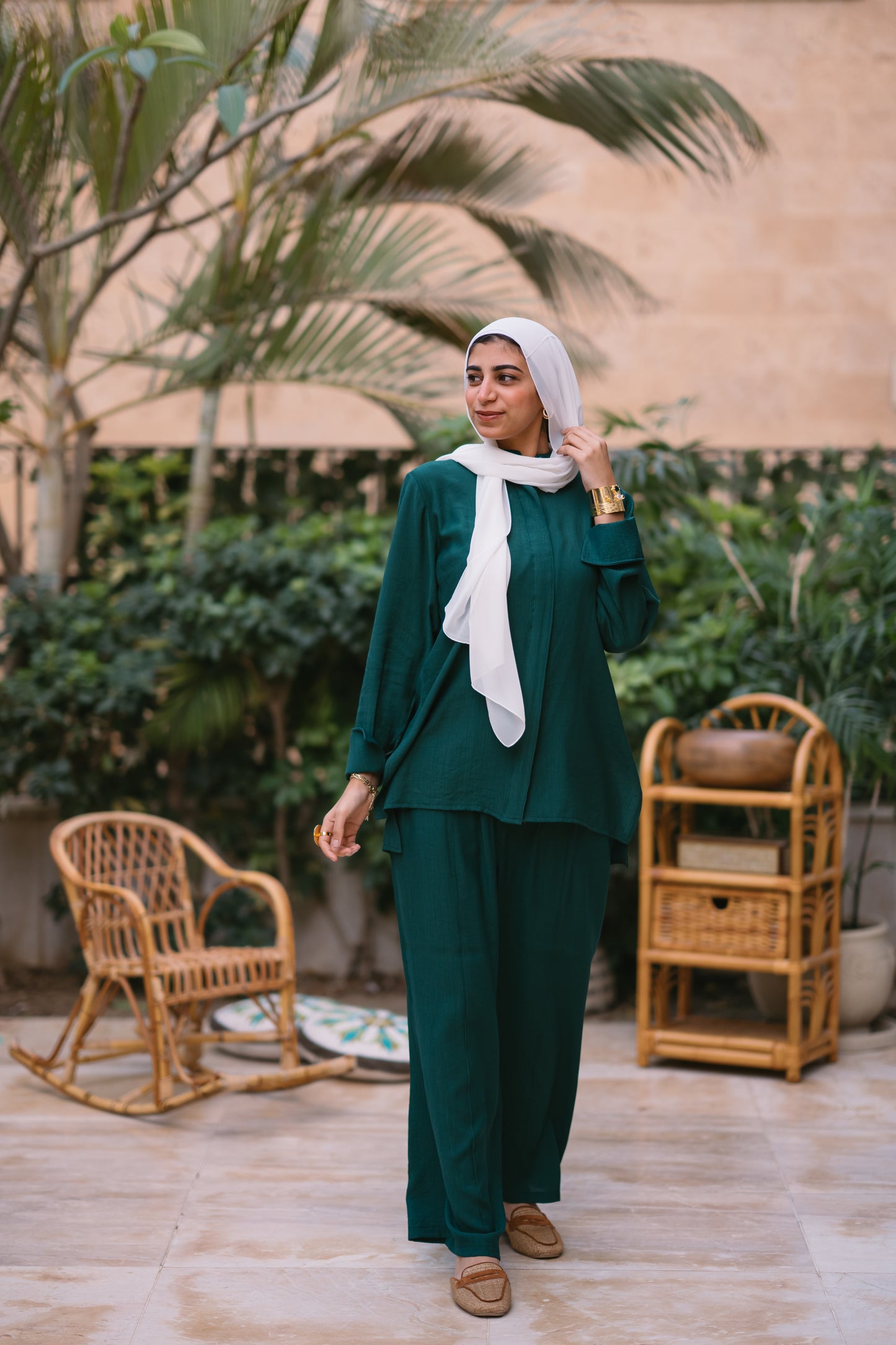 Nasaya baby cotton dark green set "pants & blouse"