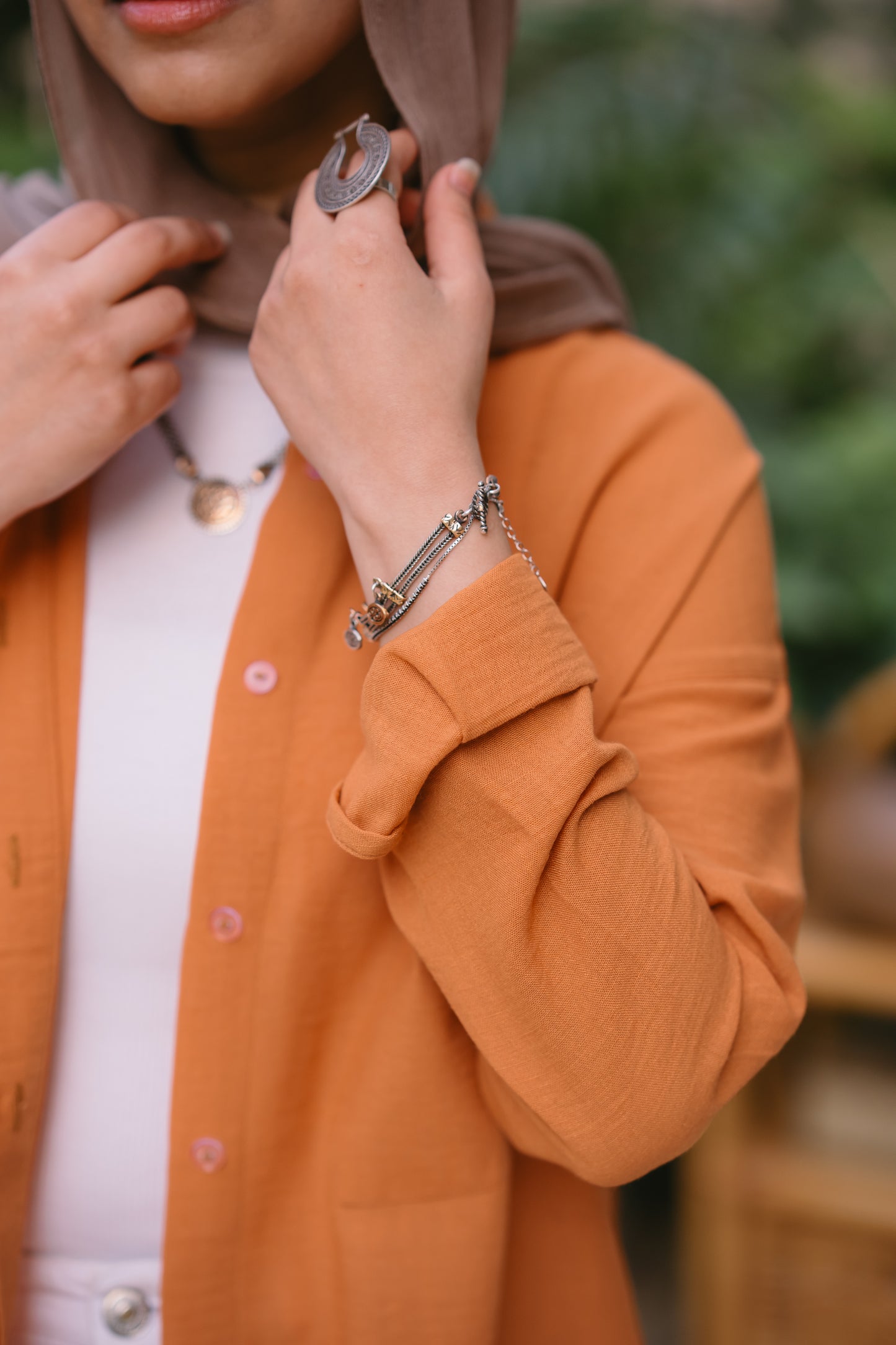 Nasaya casual loose linen dark orange shirt