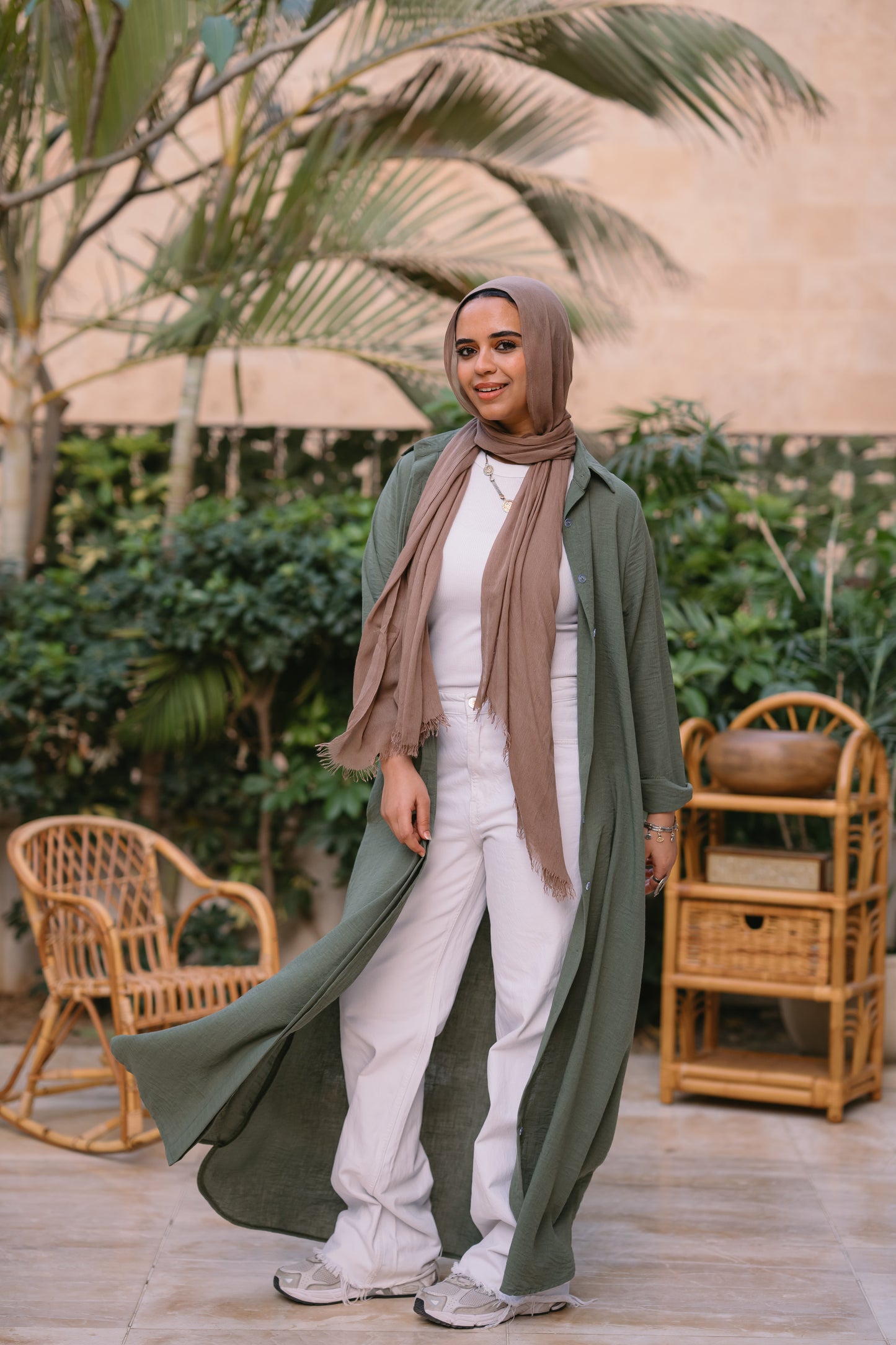 Nasaya whispered elegance Linen olive shirt dress