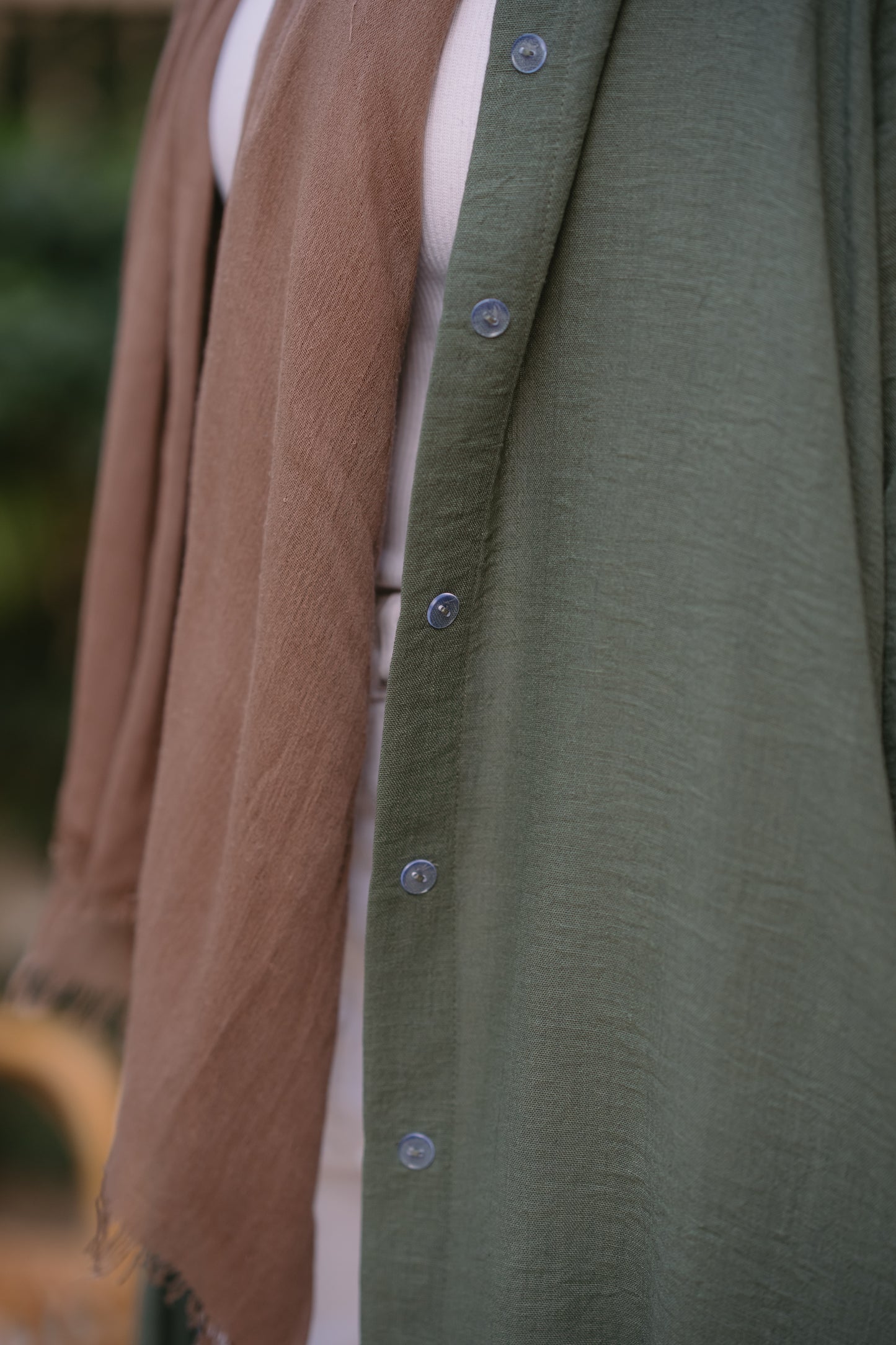 Nasaya whispered elegance Linen olive shirt dress