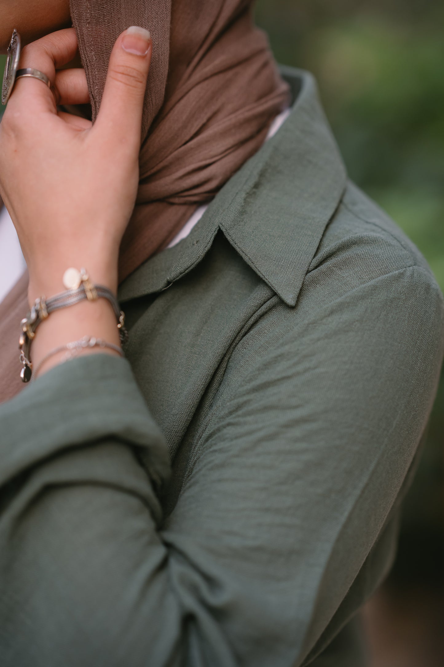 Nasaya whispered elegance Linen olive shirt dress