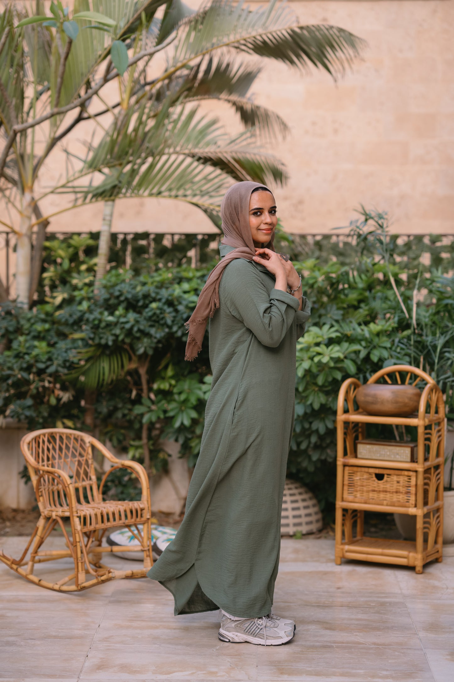Nasaya whispered elegance Linen olive shirt dress