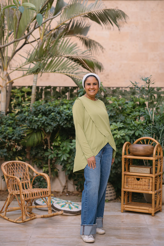 Nasaya soft breeze neon green ribbed blouse