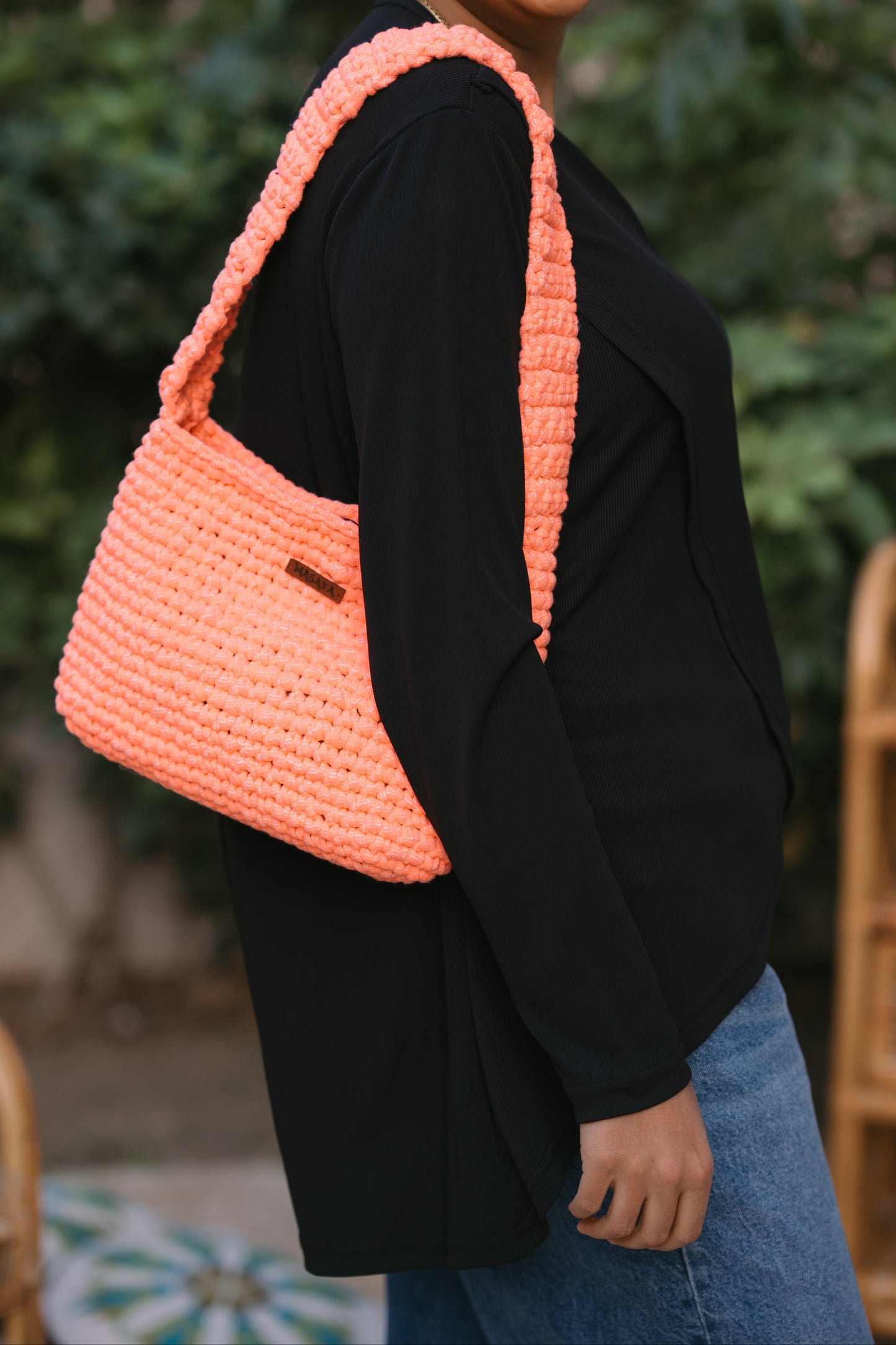 NASAYA Crochet Neon Orange Bag
