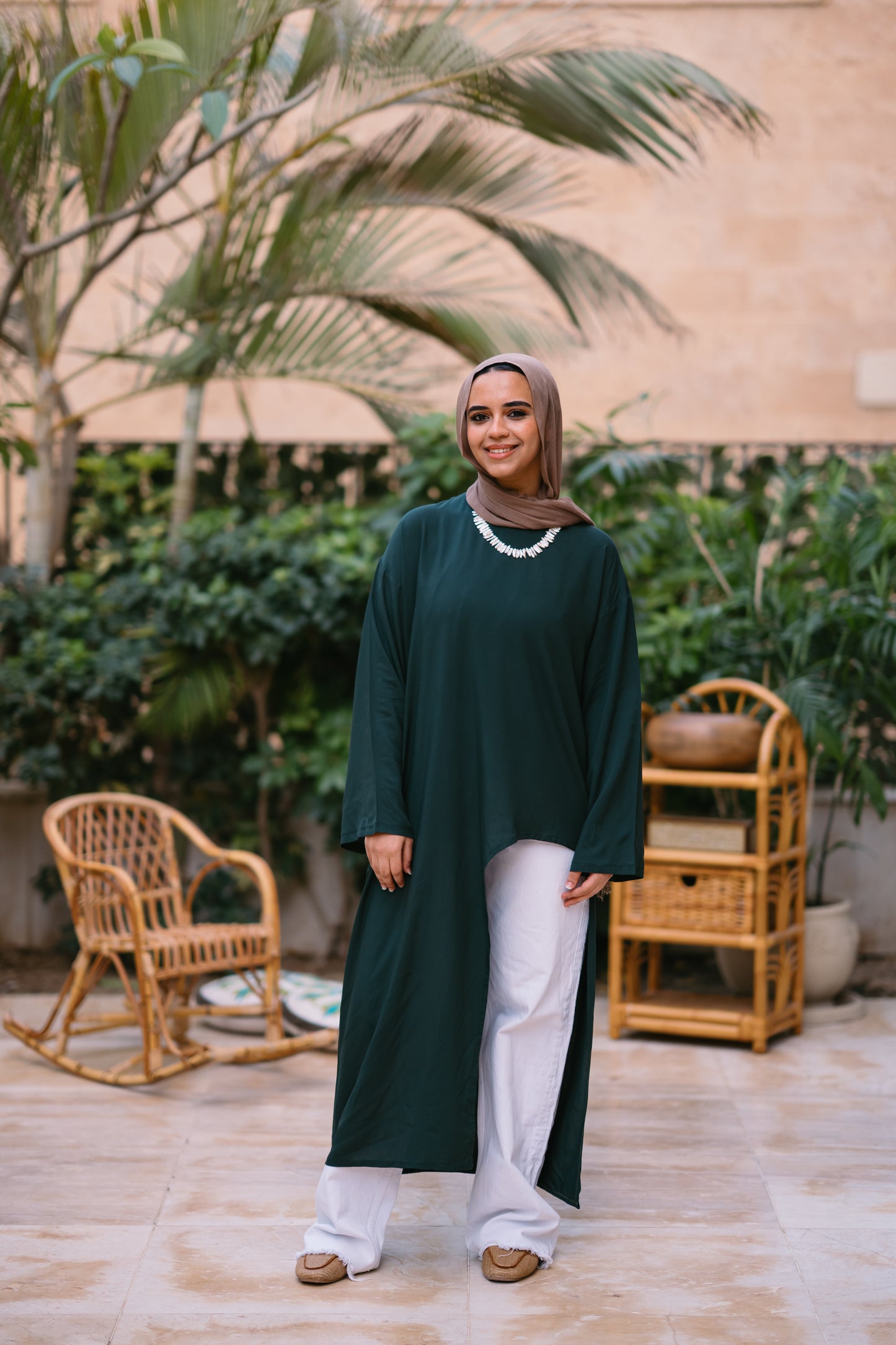 Nasaya whisper Dark green oversize cotton dress