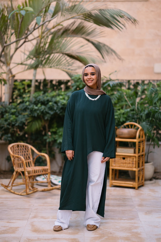Nasaya whisper Dark green oversize cotton dress