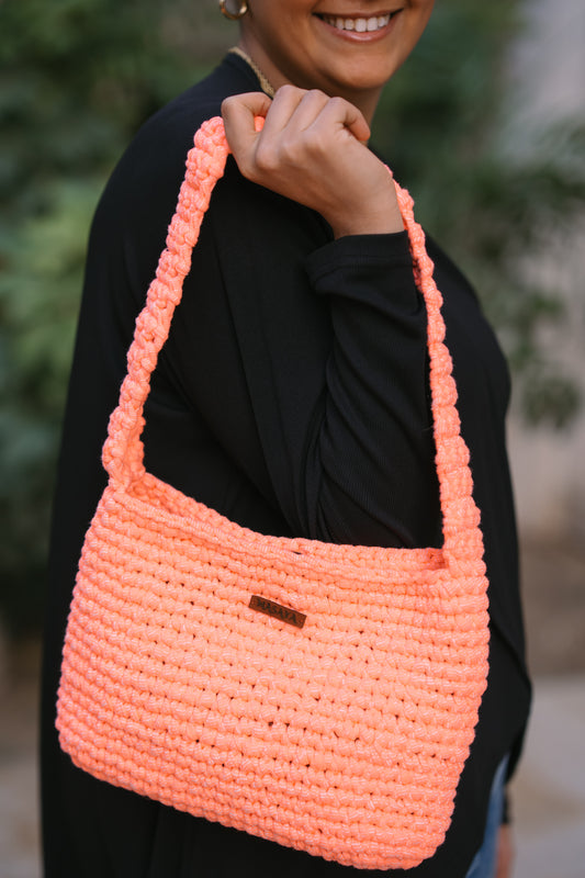NASAYA Crochet Neon Orange Bag