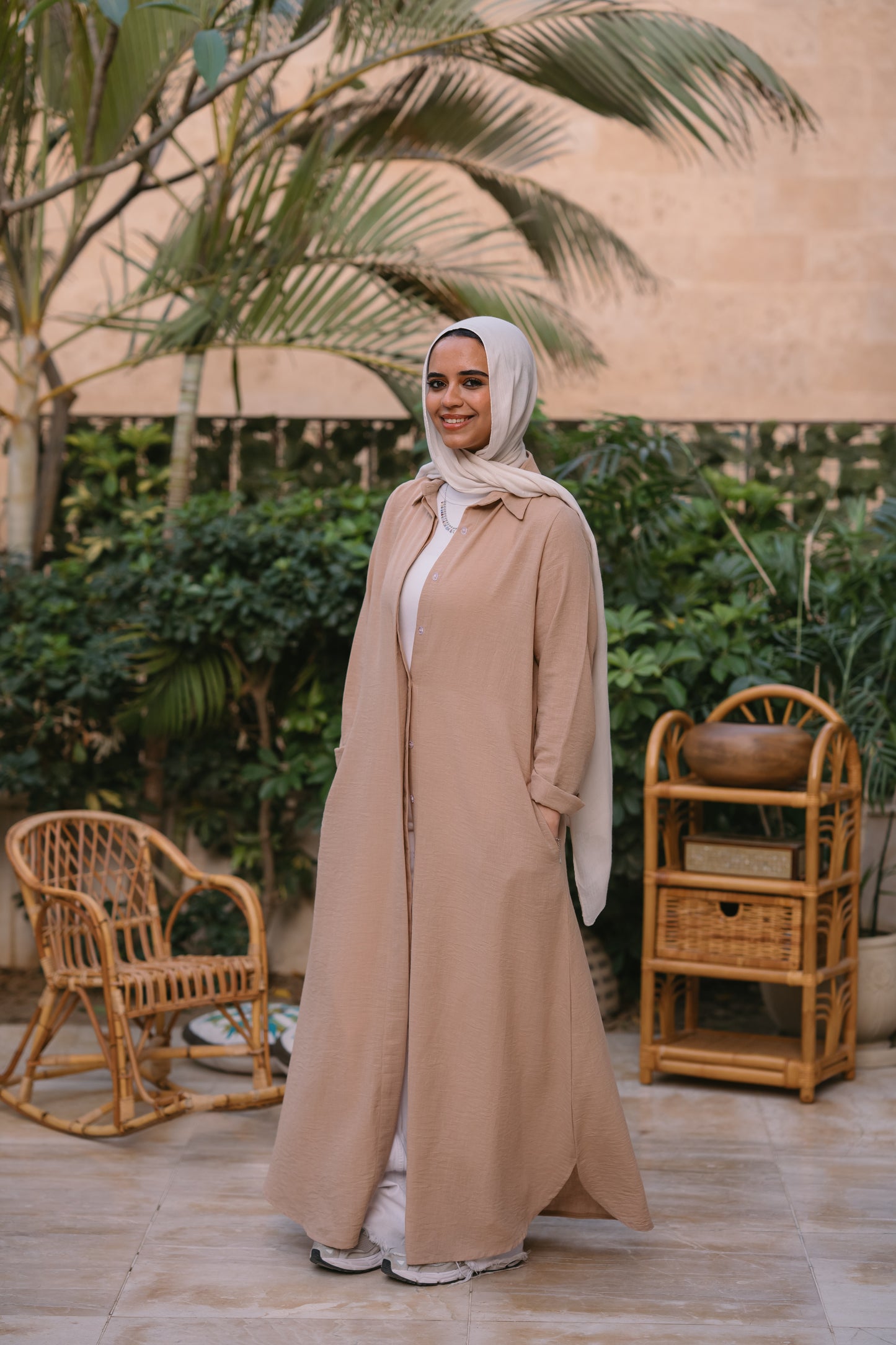 Nasaya whispered elegance Linen beige shirt dress