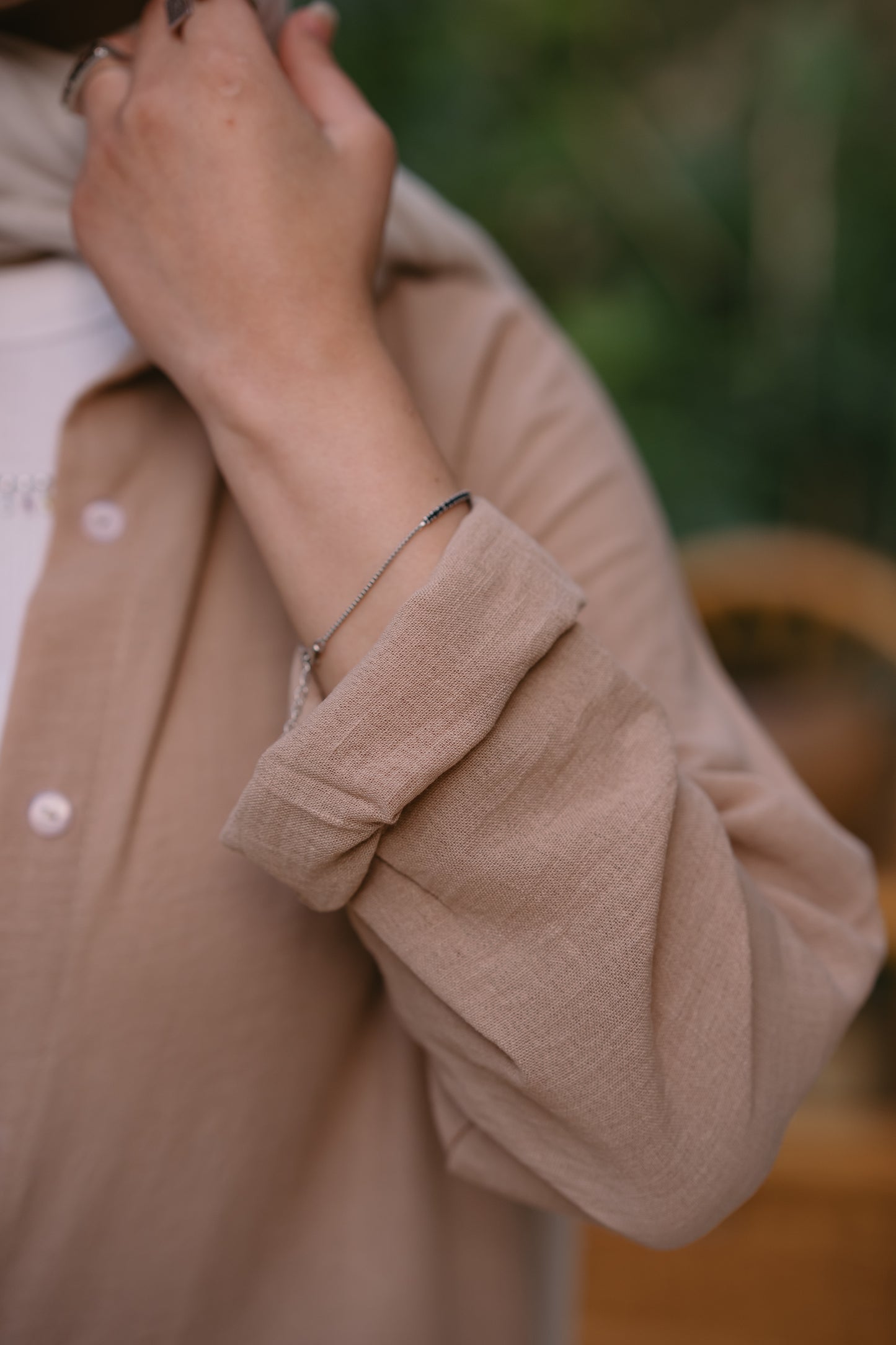 Nasaya whispered elegance Linen beige shirt dress