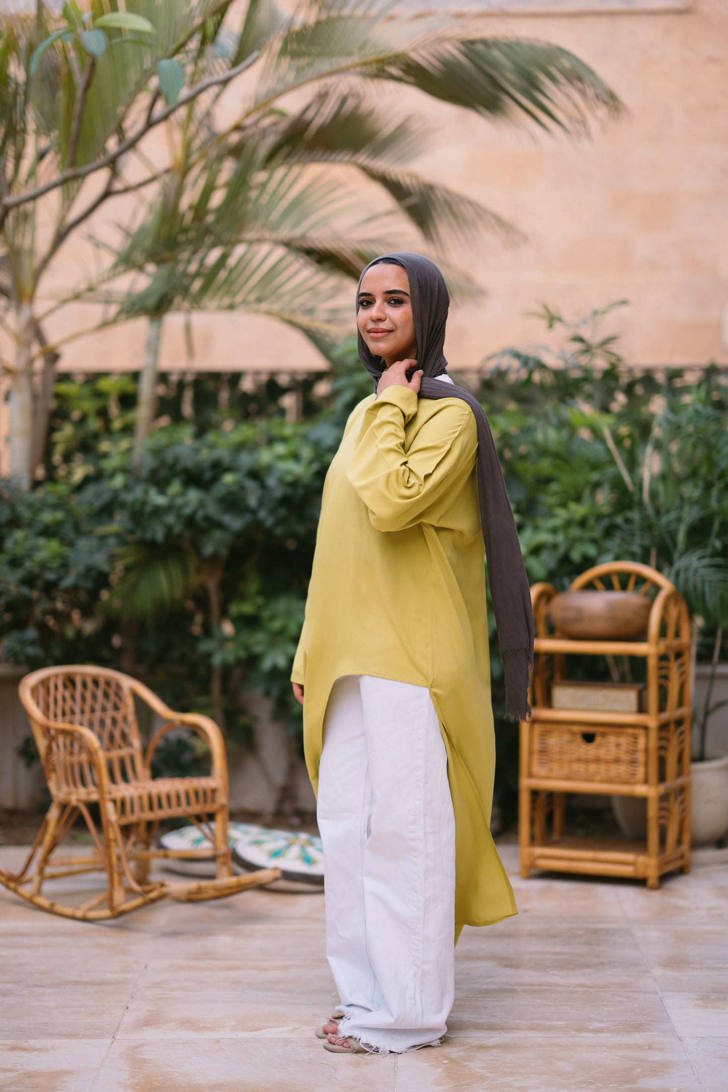 Nasaya whisper Neon yellow oversize cotton dress