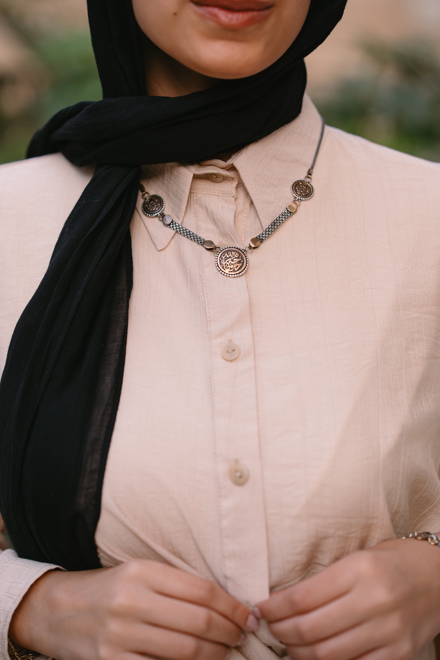 Nasaya left drape baby cotton light beige blouse