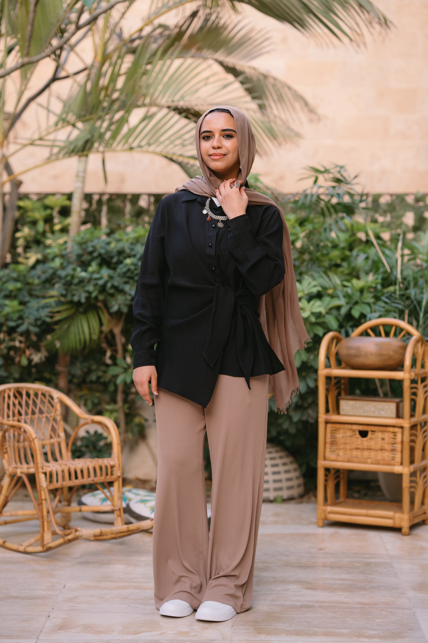 NASAYA soft breeze ribbed coffee pants