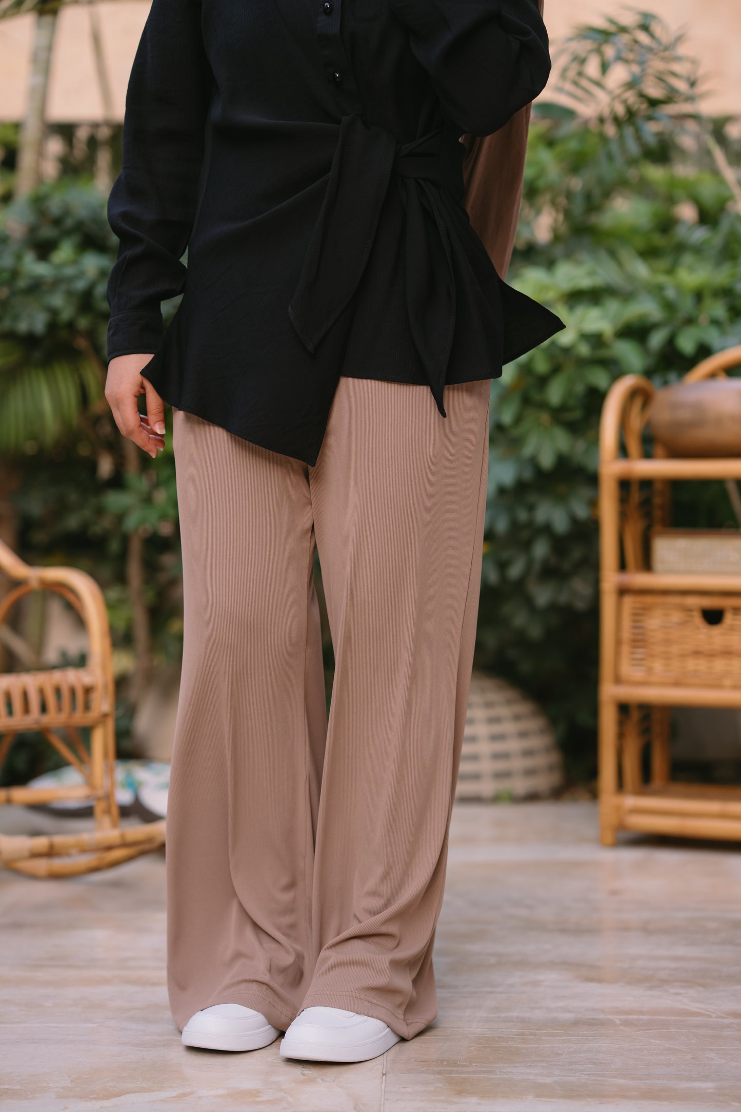 NASAYA soft breeze ribbed coffee pants
