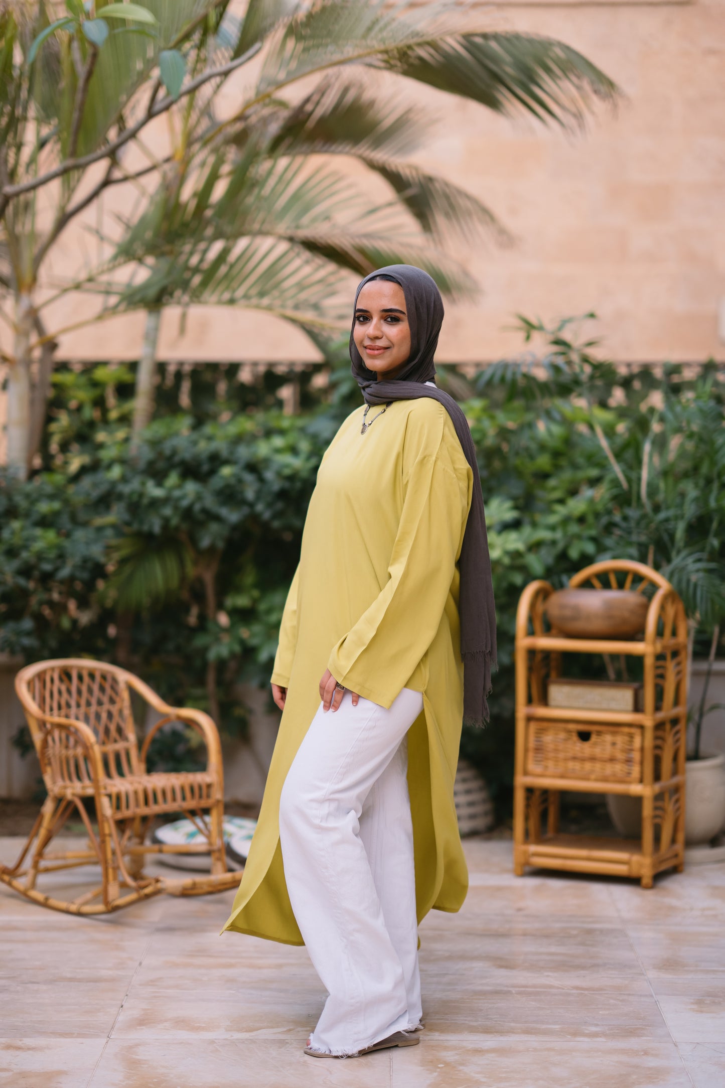 Nasaya whisper Neon yellow oversize cotton dress